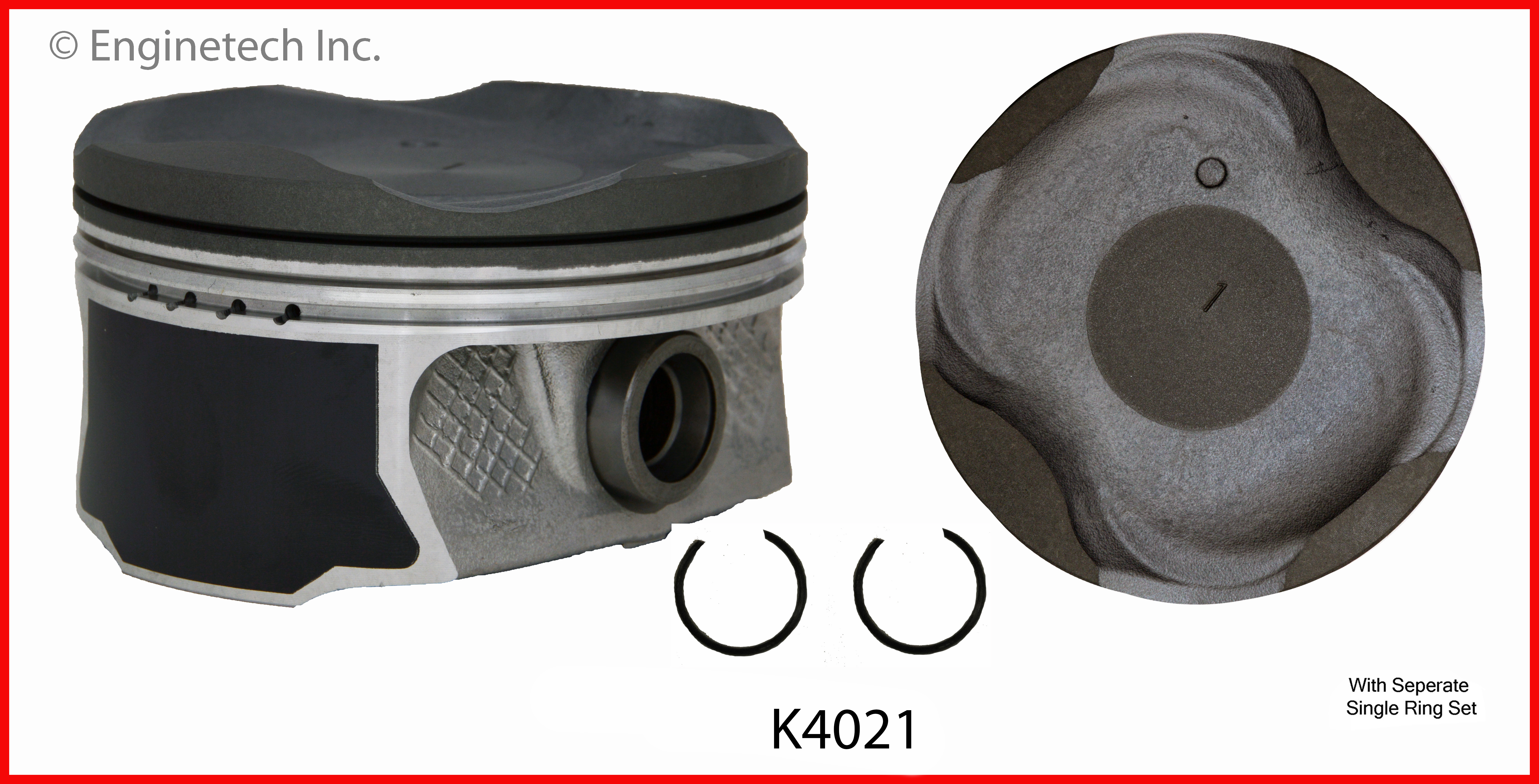 Enginetech Engine Piston Kit- With Separate Full Ring Stack - K4021(8)P.50