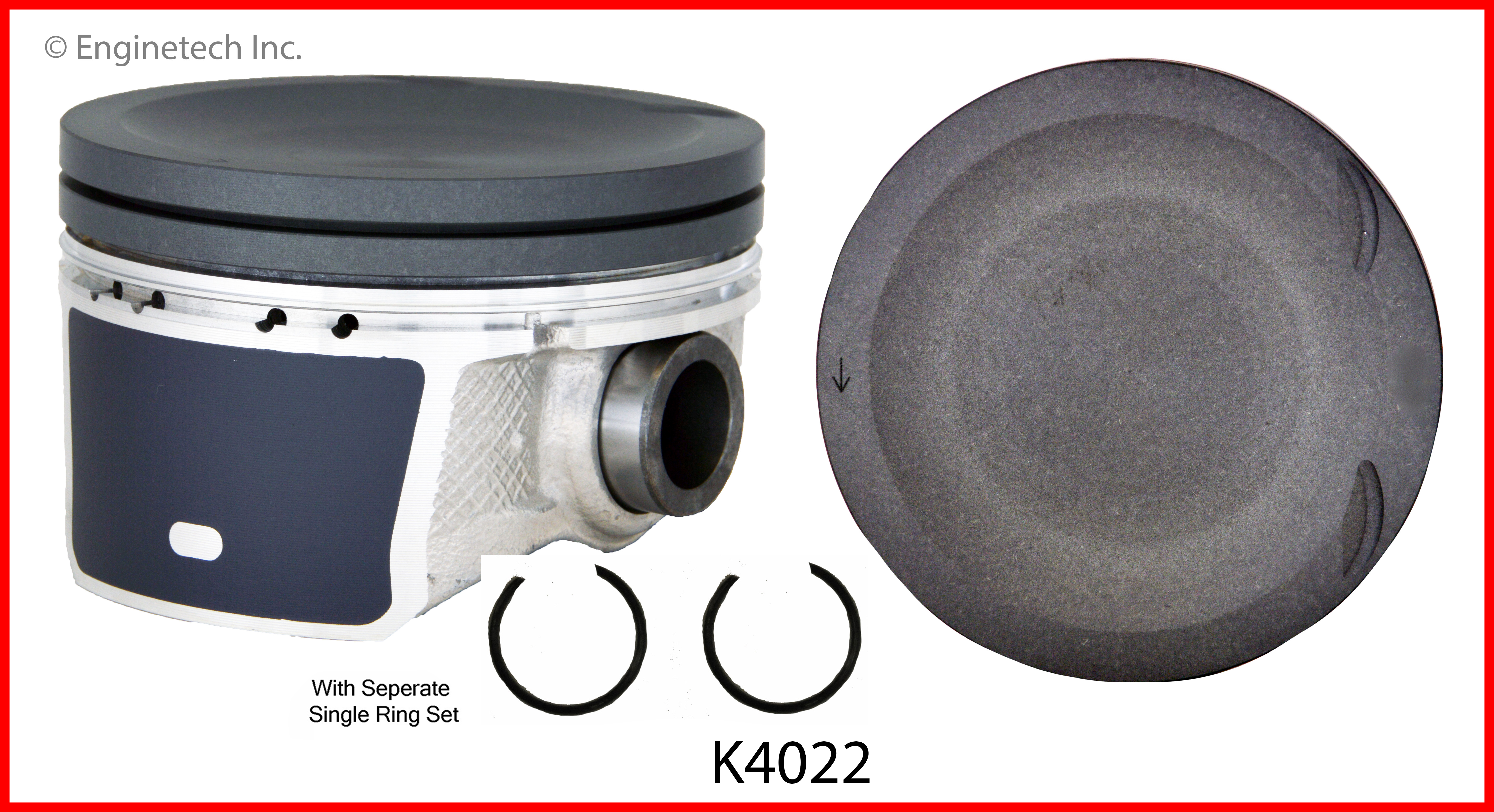 Enginetech Engine Piston Kit- With Separate Full Ring Stack - K4022(4)P.50