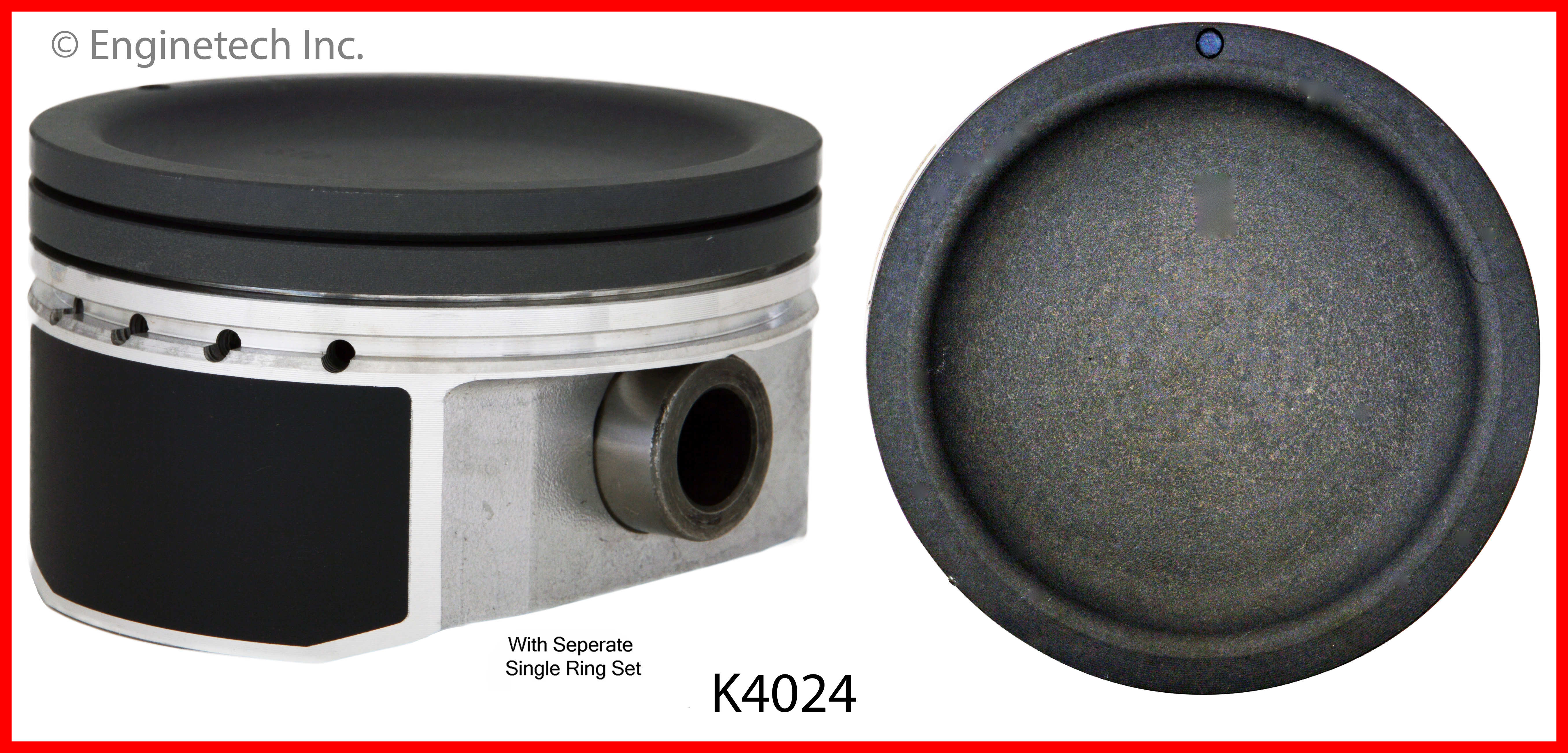 Enginetech Engine Piston Kit- With Separate Full Ring Stack - K4024(4)P.50