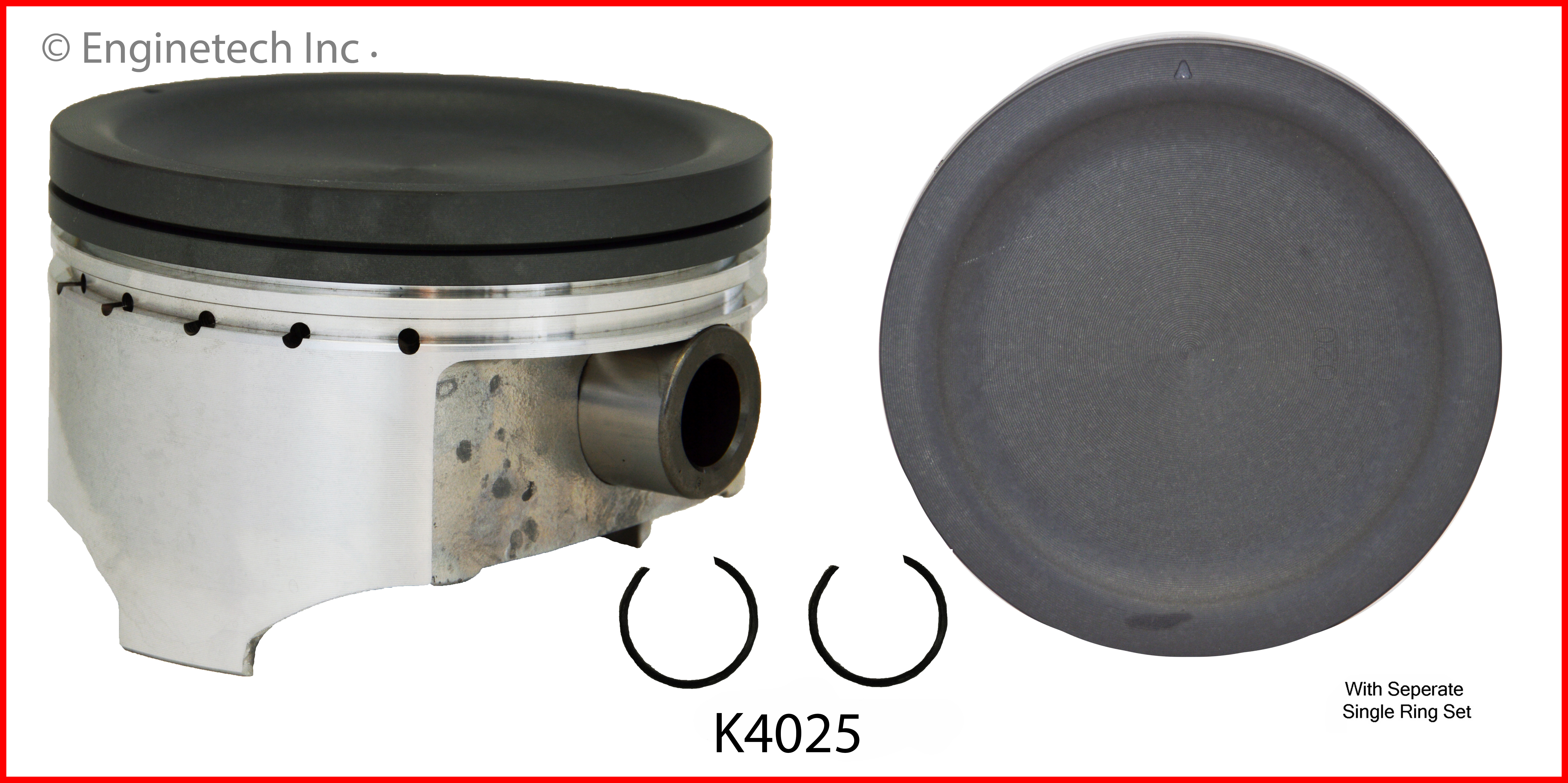 Enginetech Engine Piston Kit- With Separate Full Ring Stack - K4025(6)PSTD