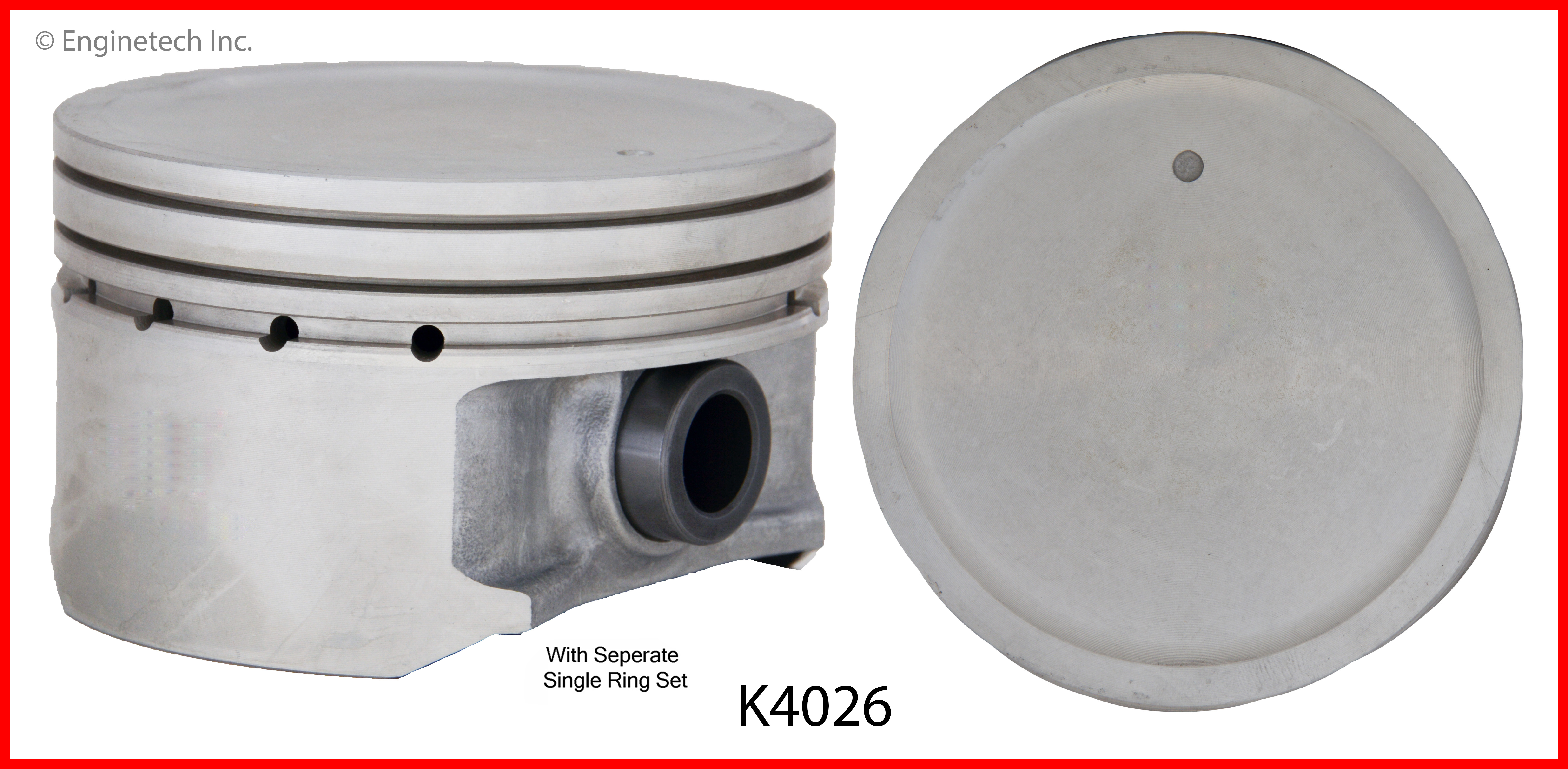Enginetech Engine Piston Kit- With Separate Full Ring Stack - K4026(4)P.50
