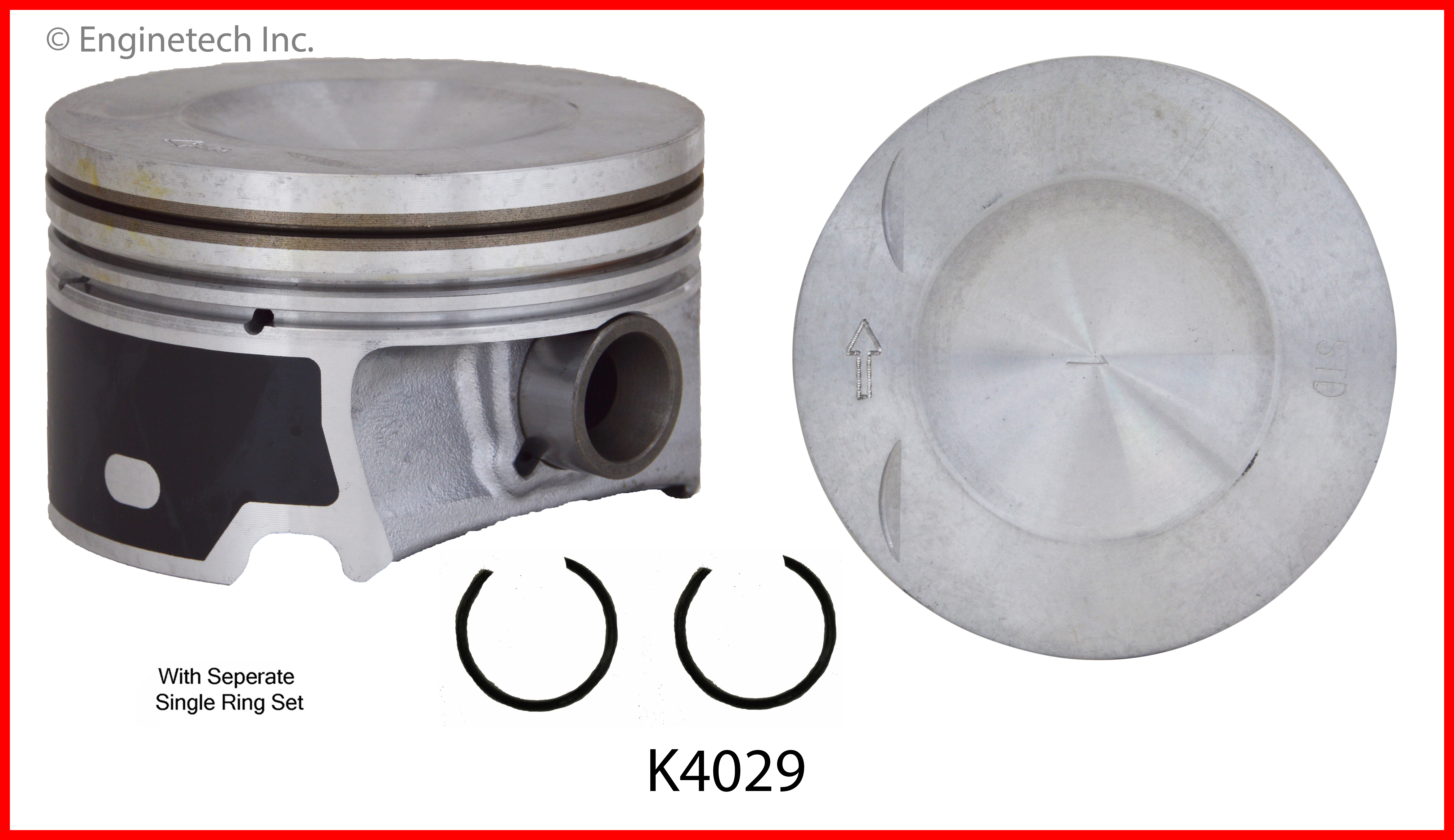 Enginetech Engine Piston Kit- With Separate Full Ring Stack - K4029(4)P.50