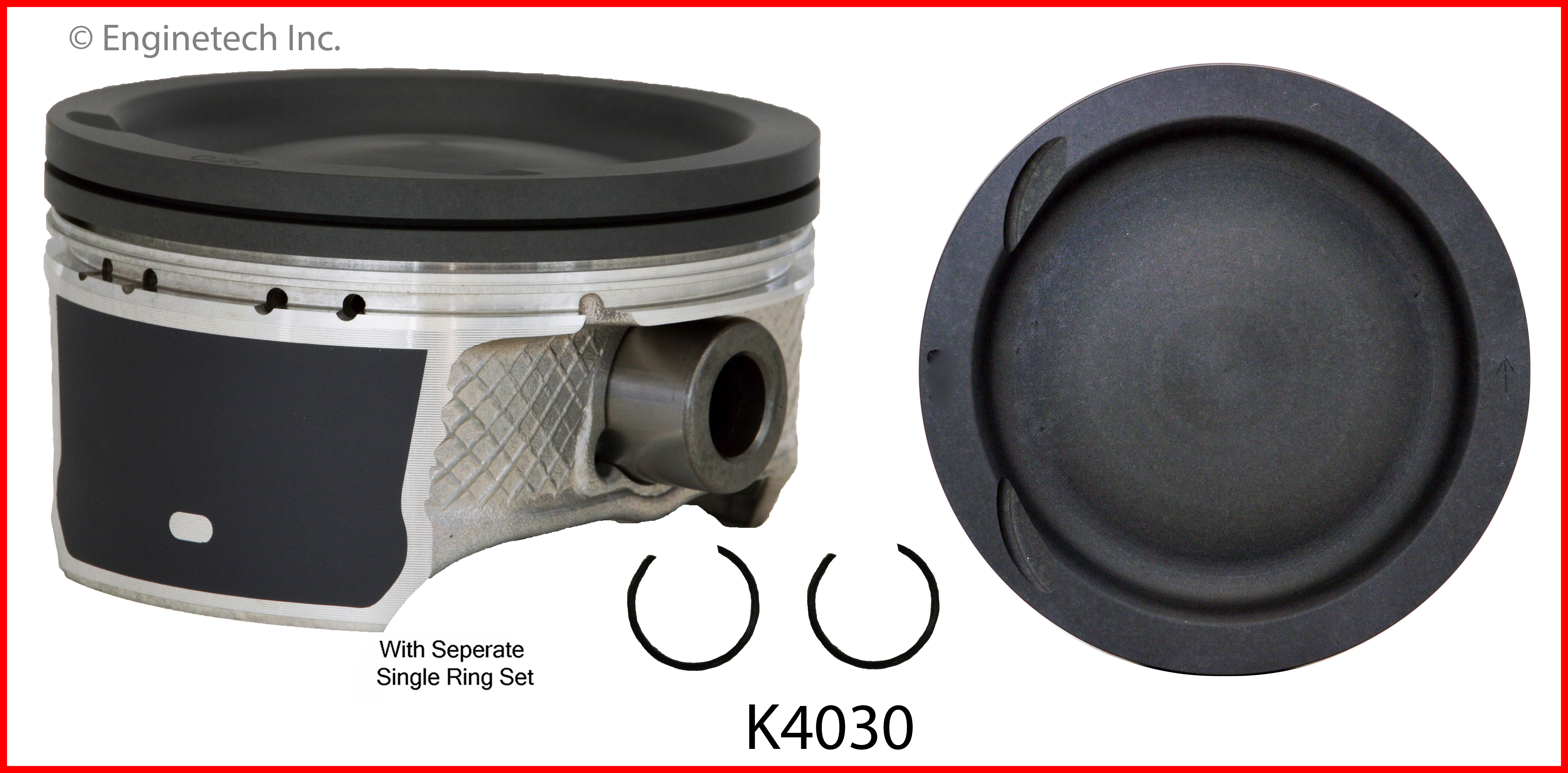 Enginetech Engine Piston Kit- With Separate Full Ring Stack - K4030(4)P.50