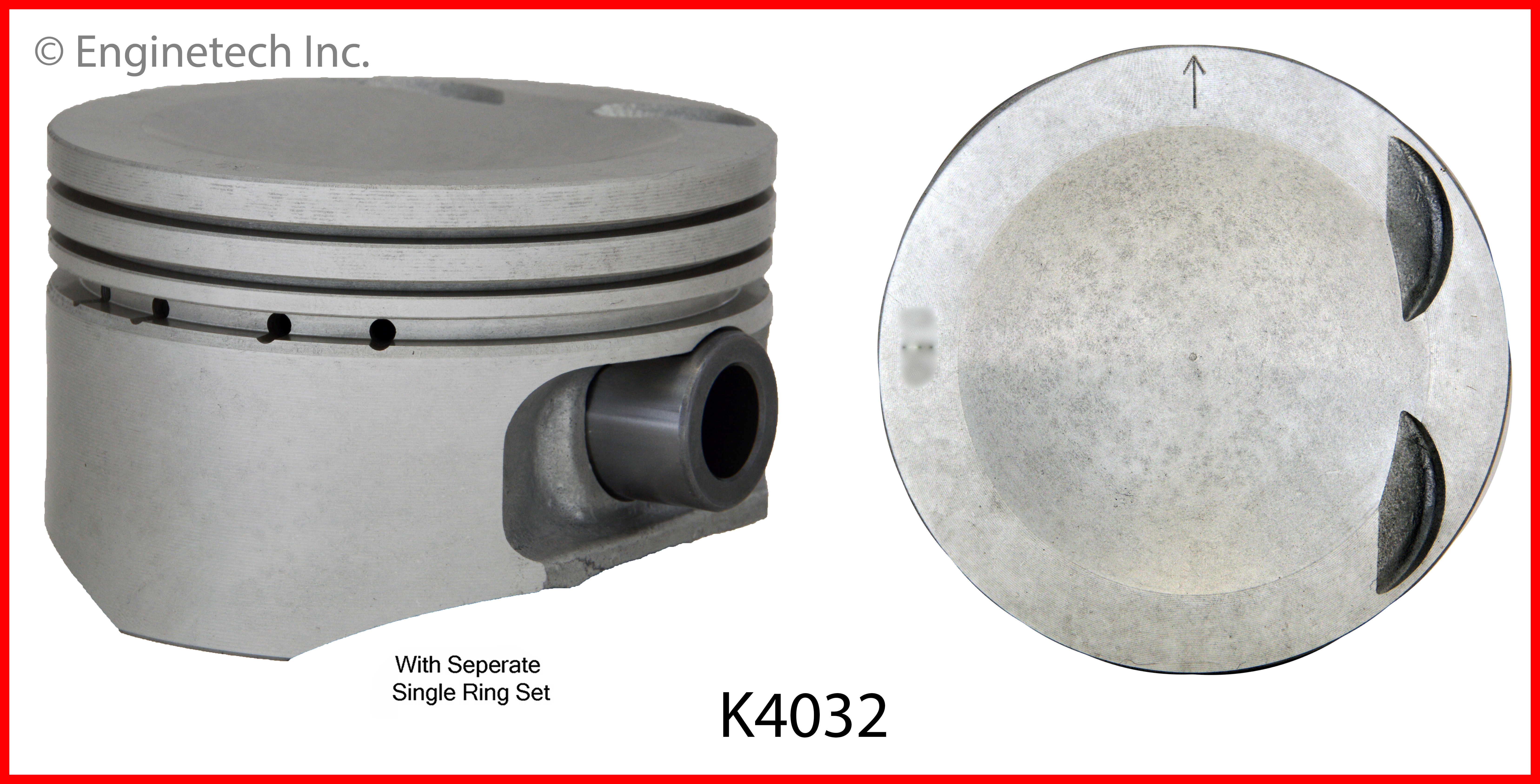 Enginetech Engine Piston Kit- With Separate Full Ring Stack - K4032(4)P.50