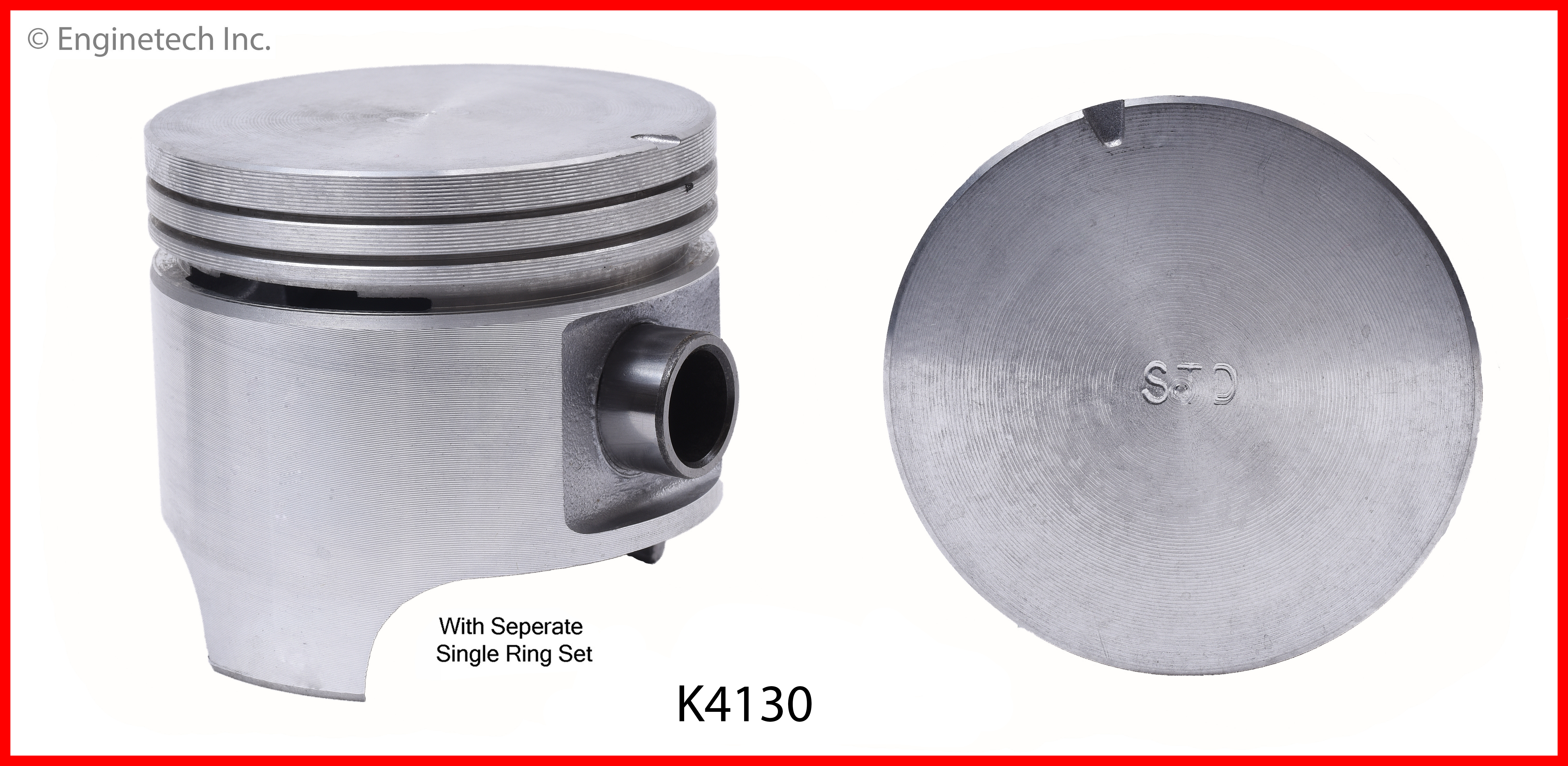 Enginetech Engine Piston Kit- With Separate Full Ring Stack - K4130(4)P.50