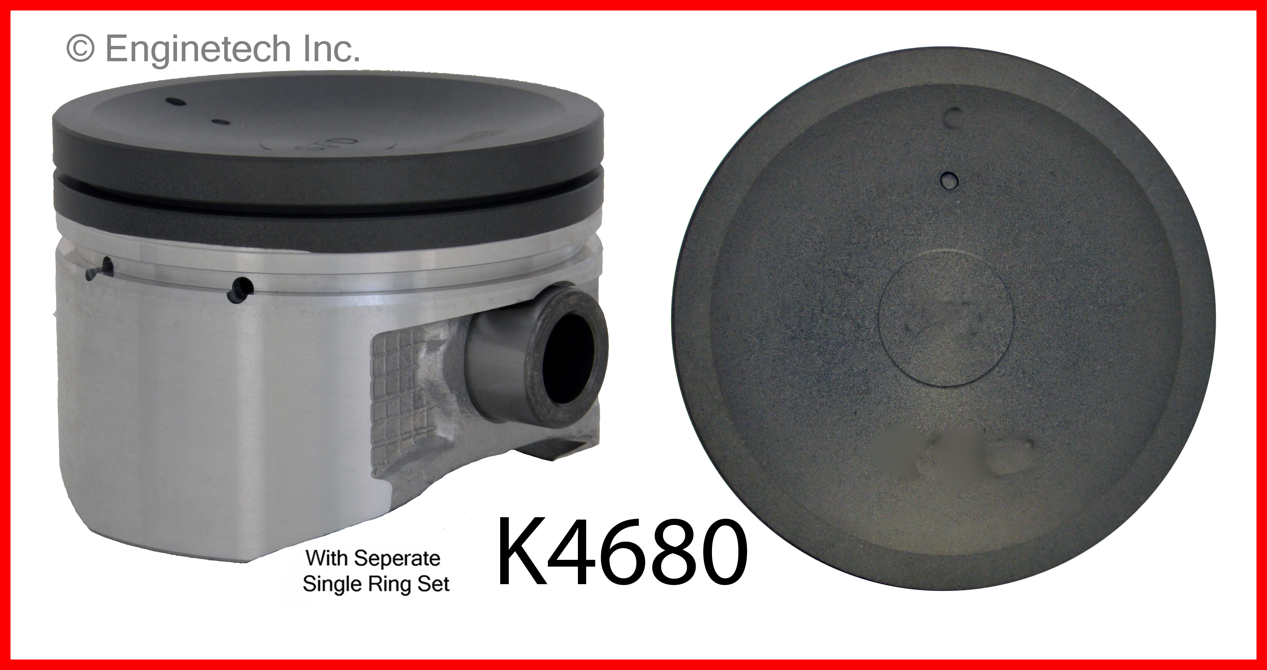 Enginetech Engine Piston Kit- With Separate Full Ring Stack - K4680(4)PSTD