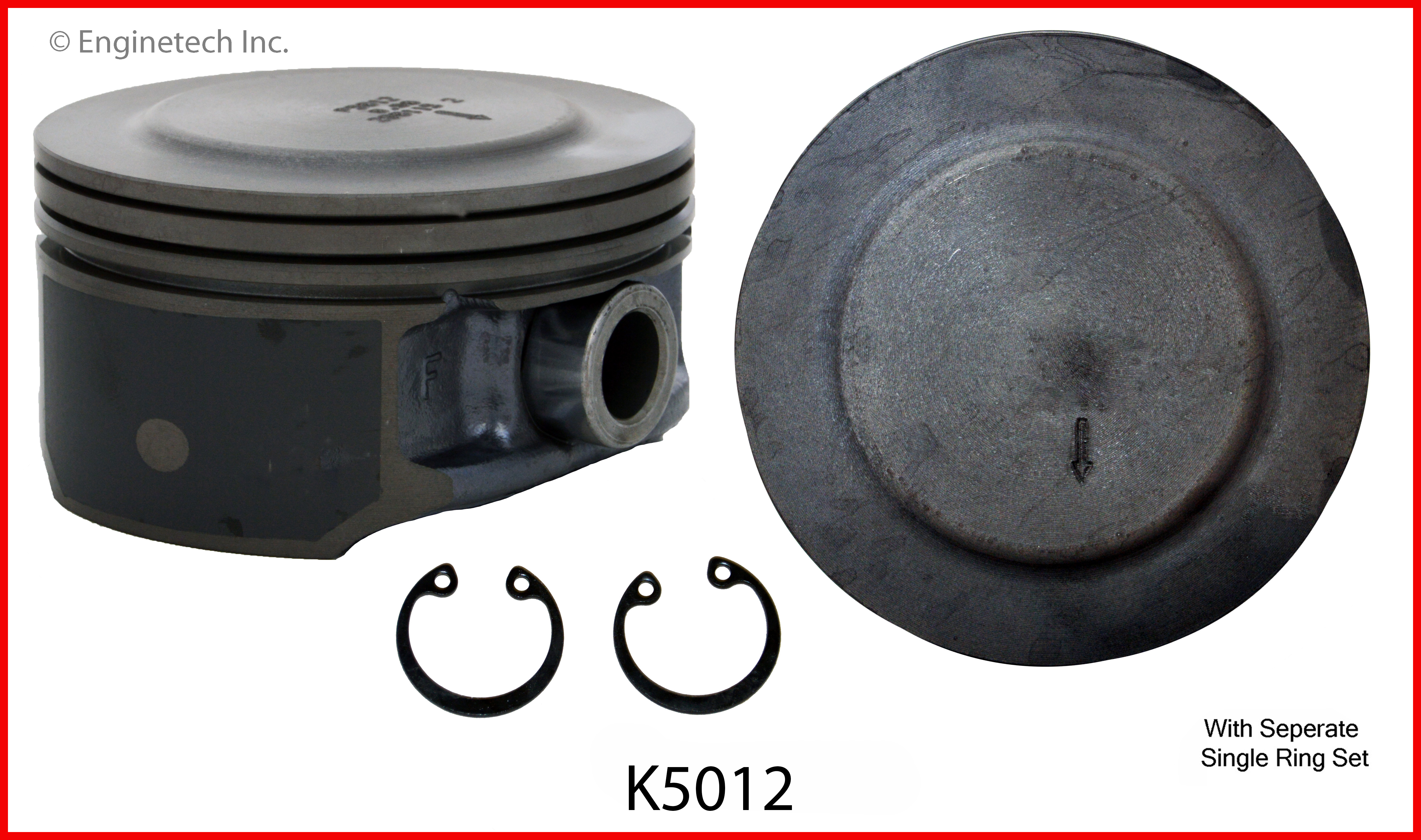 Enginetech Engine Piston Kit- With Separate Full Ring Stack - K5012(6)PSTD
