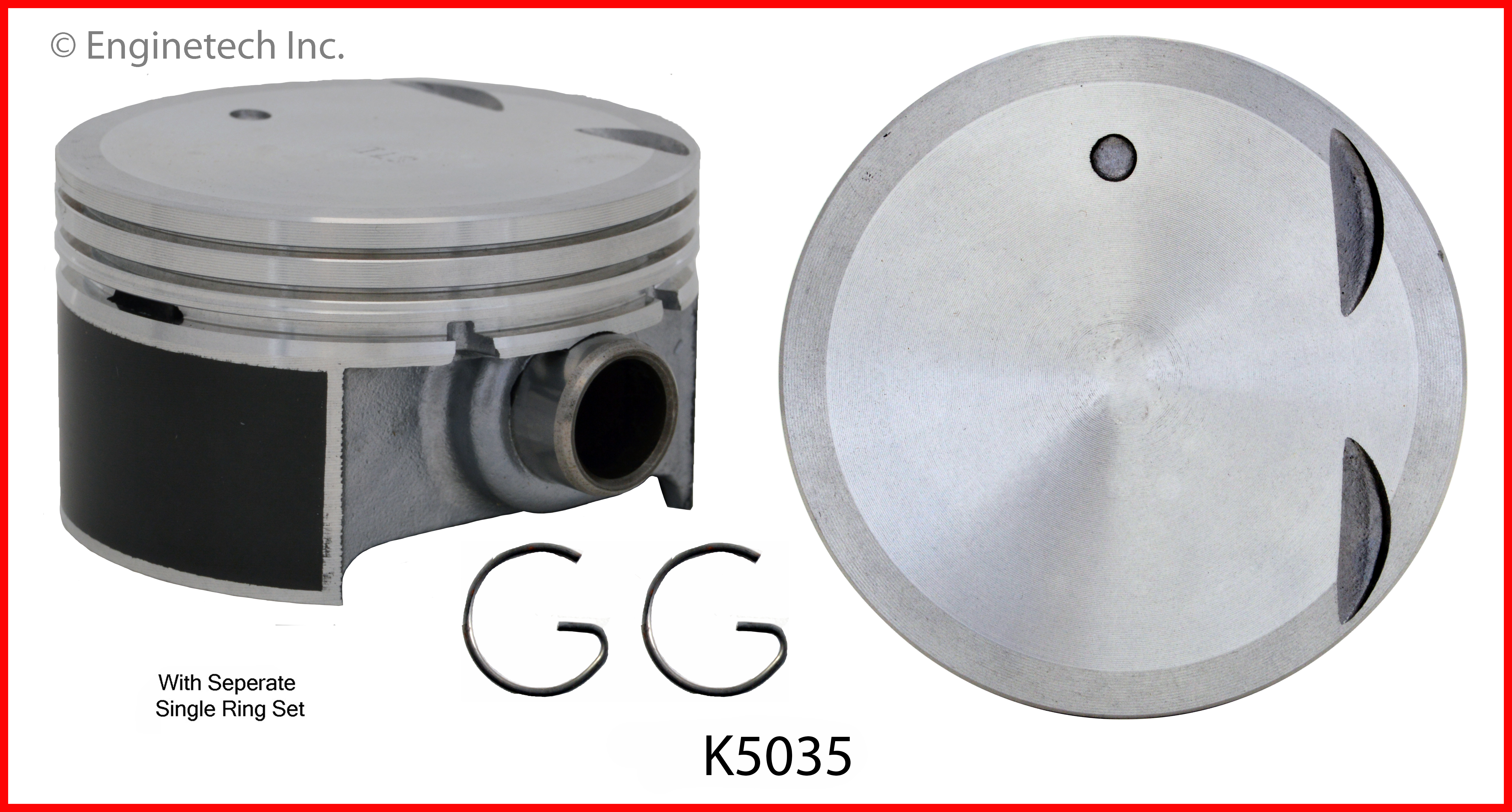 Enginetech Engine Piston Kit- With Separate Full Ring Stack - K5035(4)P.50