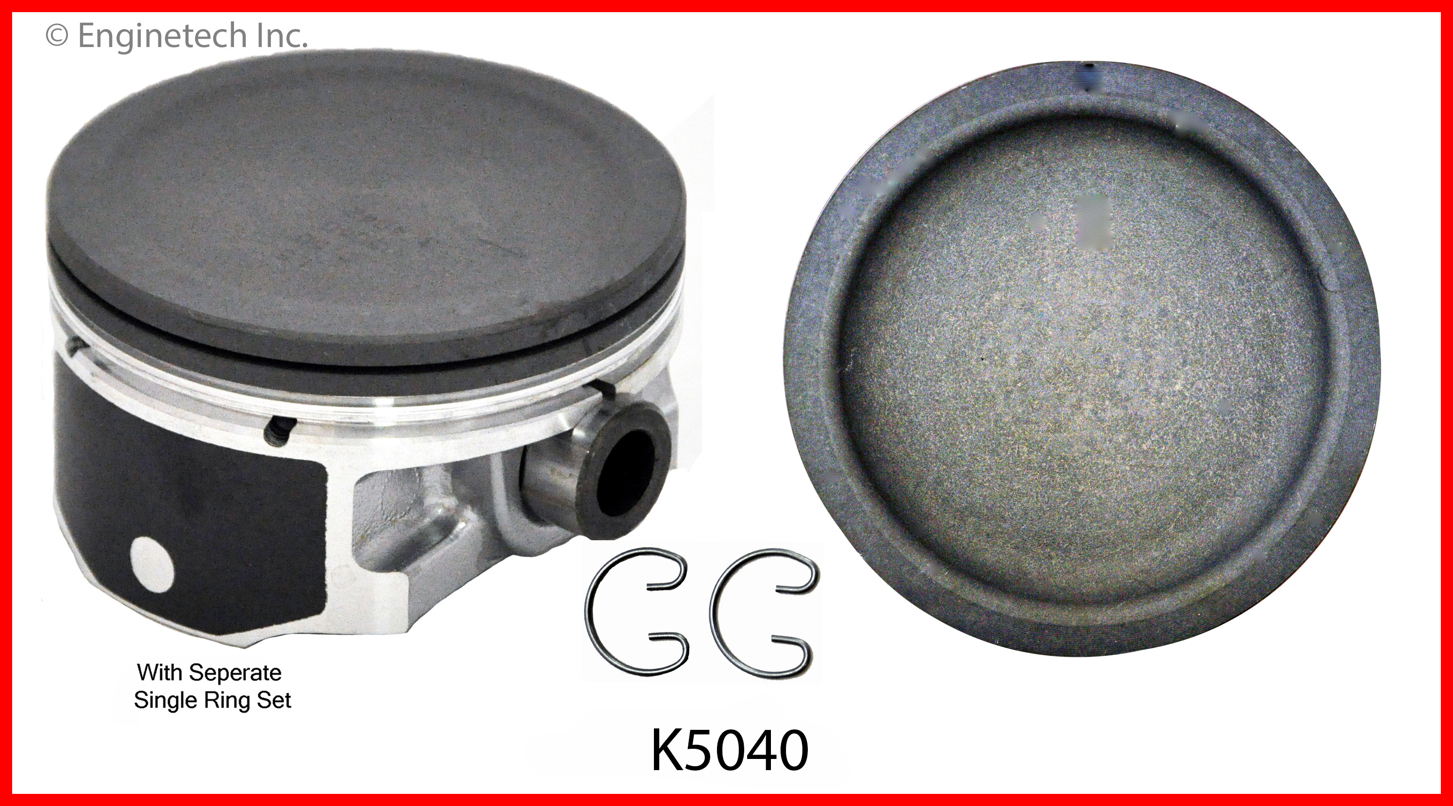 Enginetech Engine Piston Kit- With Separate Full Ring Stack - K5040(4)P.50