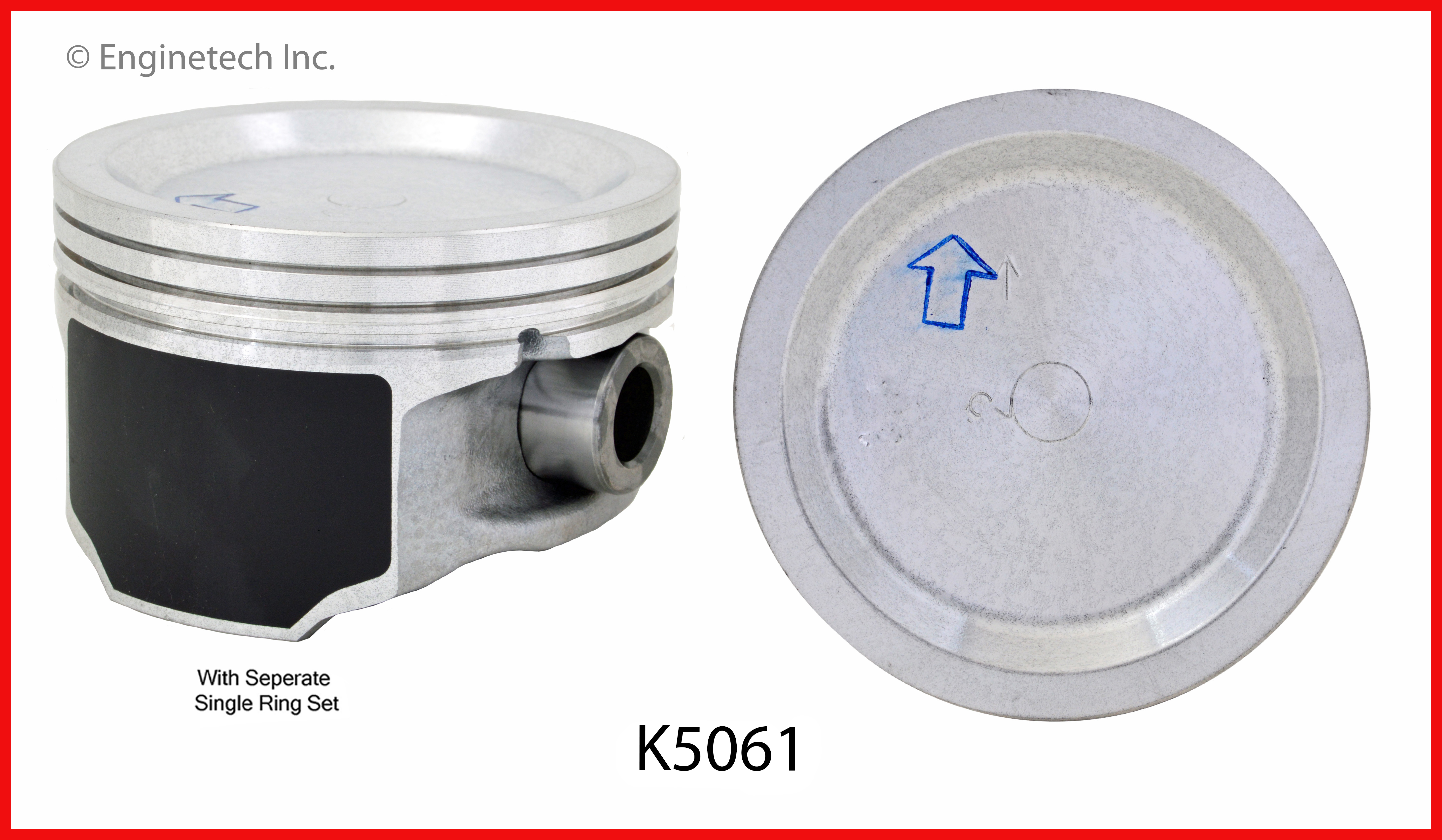 Enginetech Engine Piston Kit- With Separate Full Ring Stack - K5061(6)PSTD