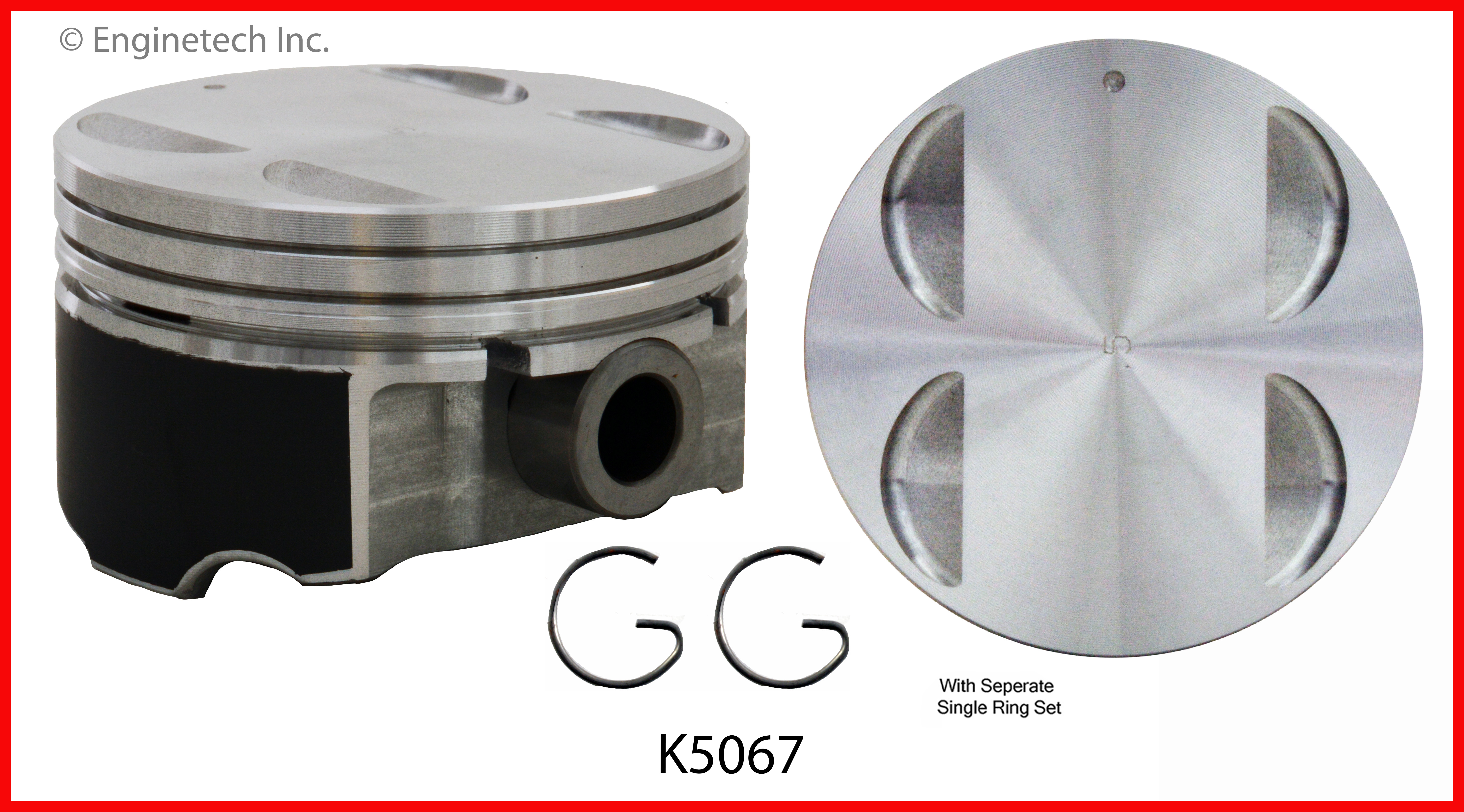 Enginetech Engine Piston Kit- With Separate Full Ring Stack - K5067(6)P.50