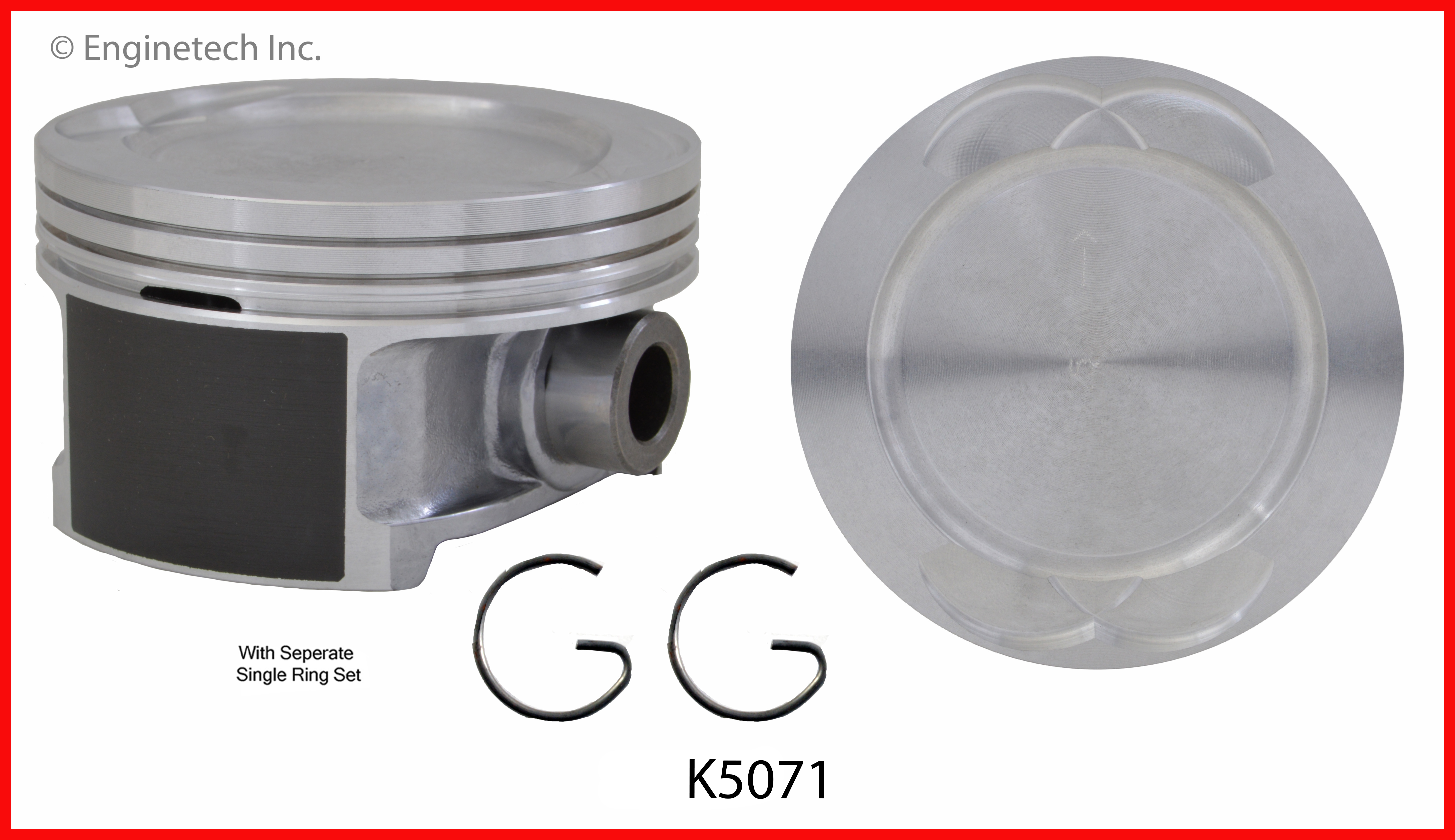 Enginetech Engine Piston Kit- With Separate Full Ring Stack - K5071(6)P.50