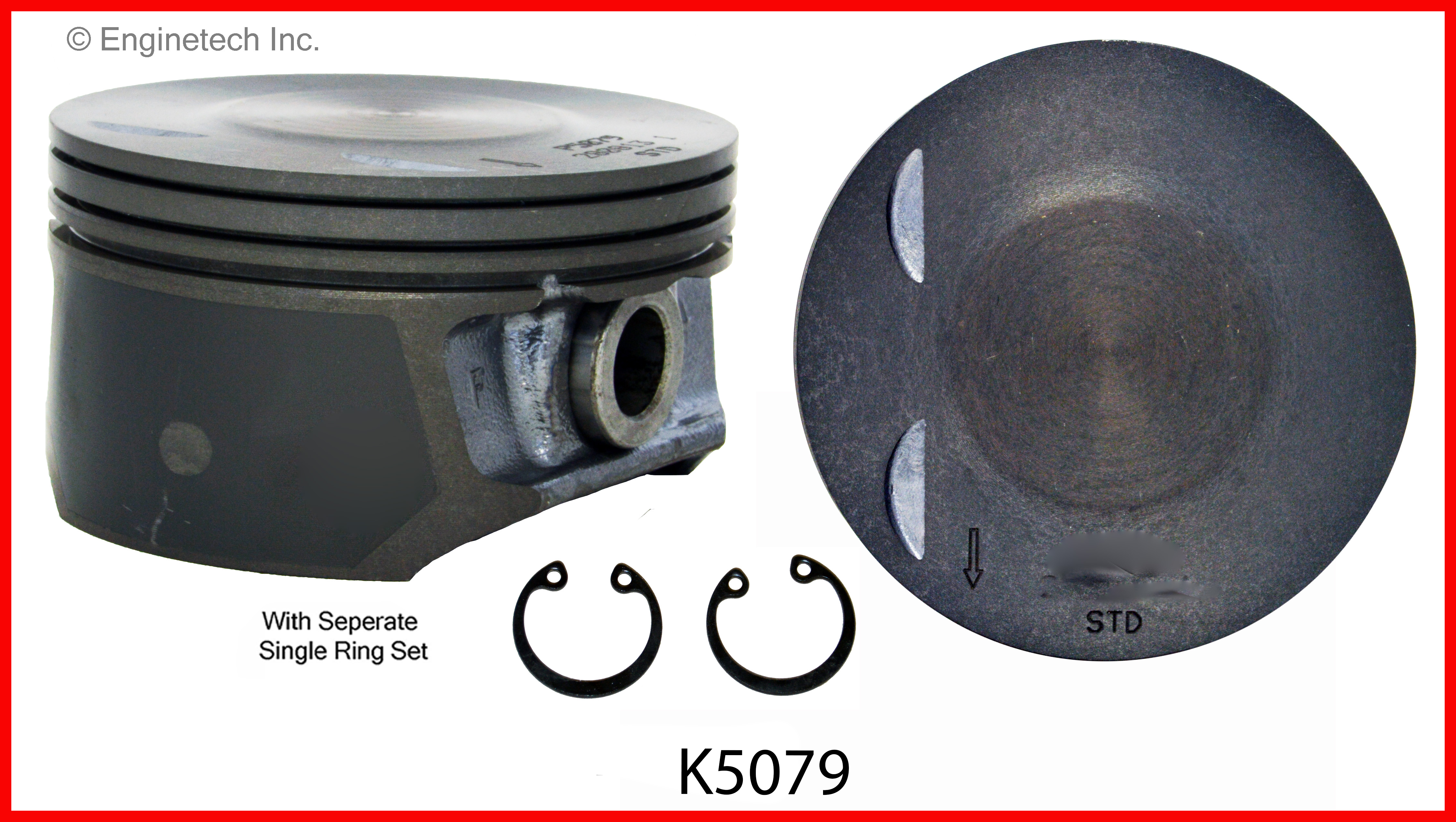 Enginetech Engine Piston Kit- With Separate Full Ring Stack - K5079(4)P.50
