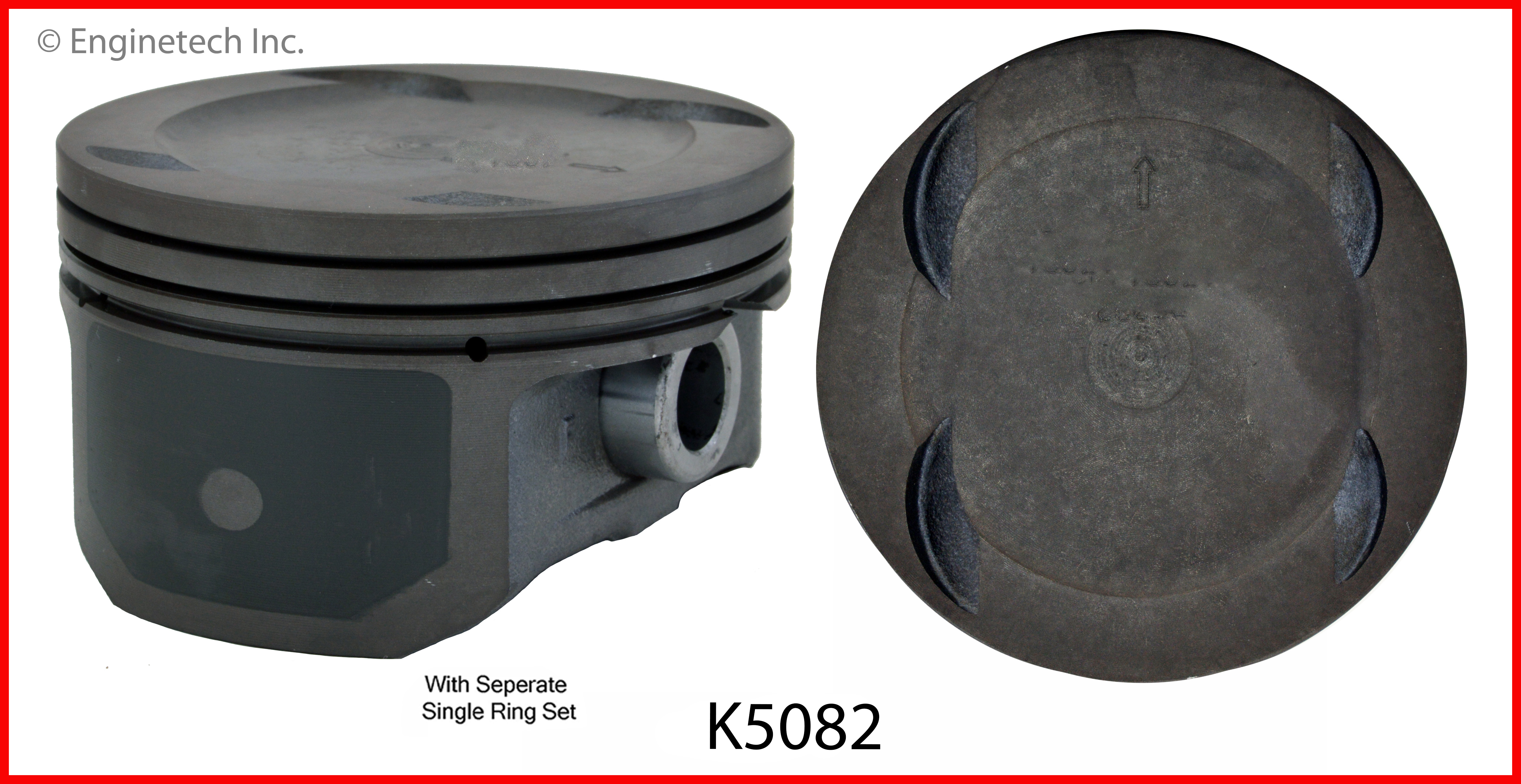 Enginetech Engine Piston Kit- With Separate Full Ring Stack - K5082(4)PSTD