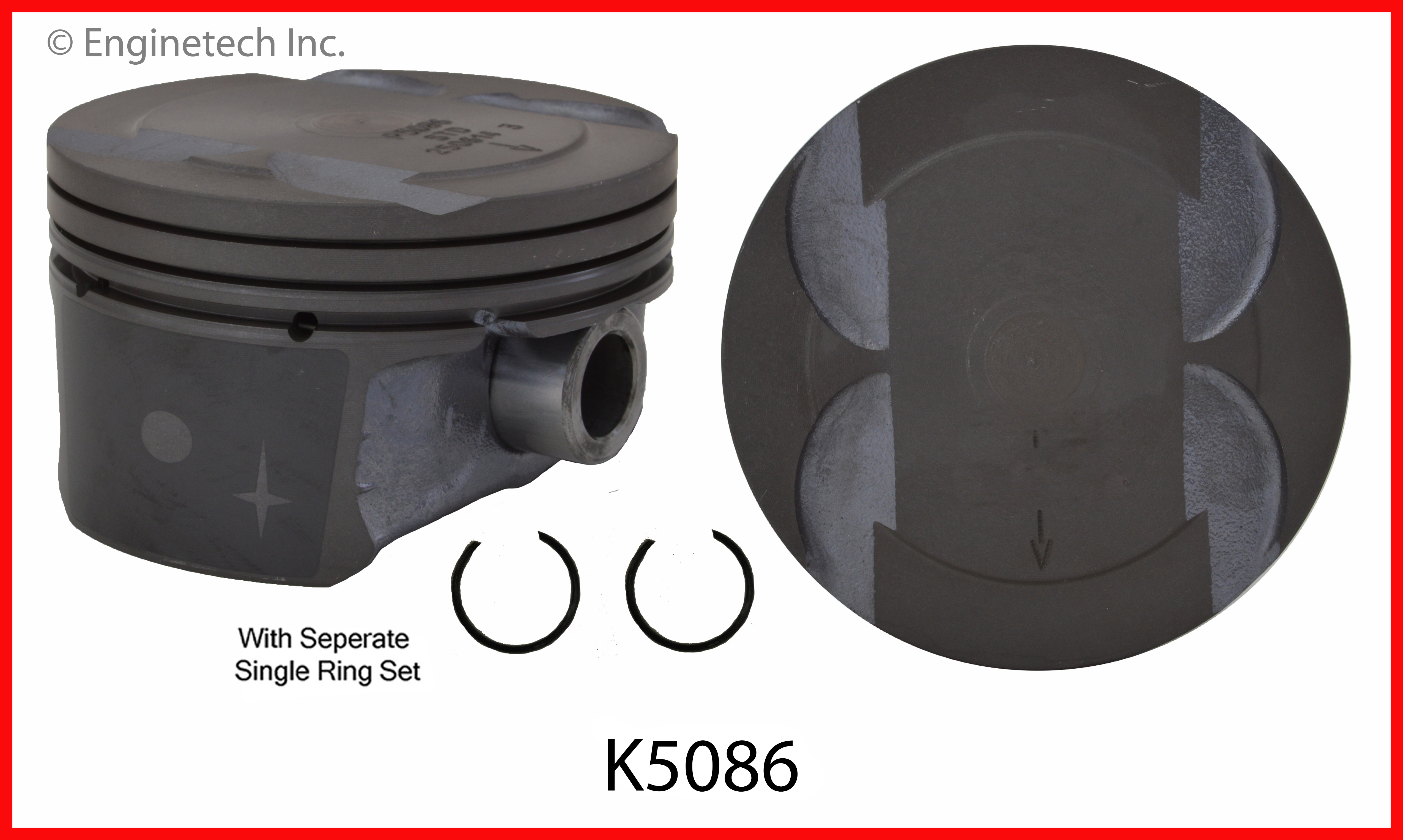 Enginetech Engine Piston Kit- With Separate Full Ring Stack - K5086(6)P.50
