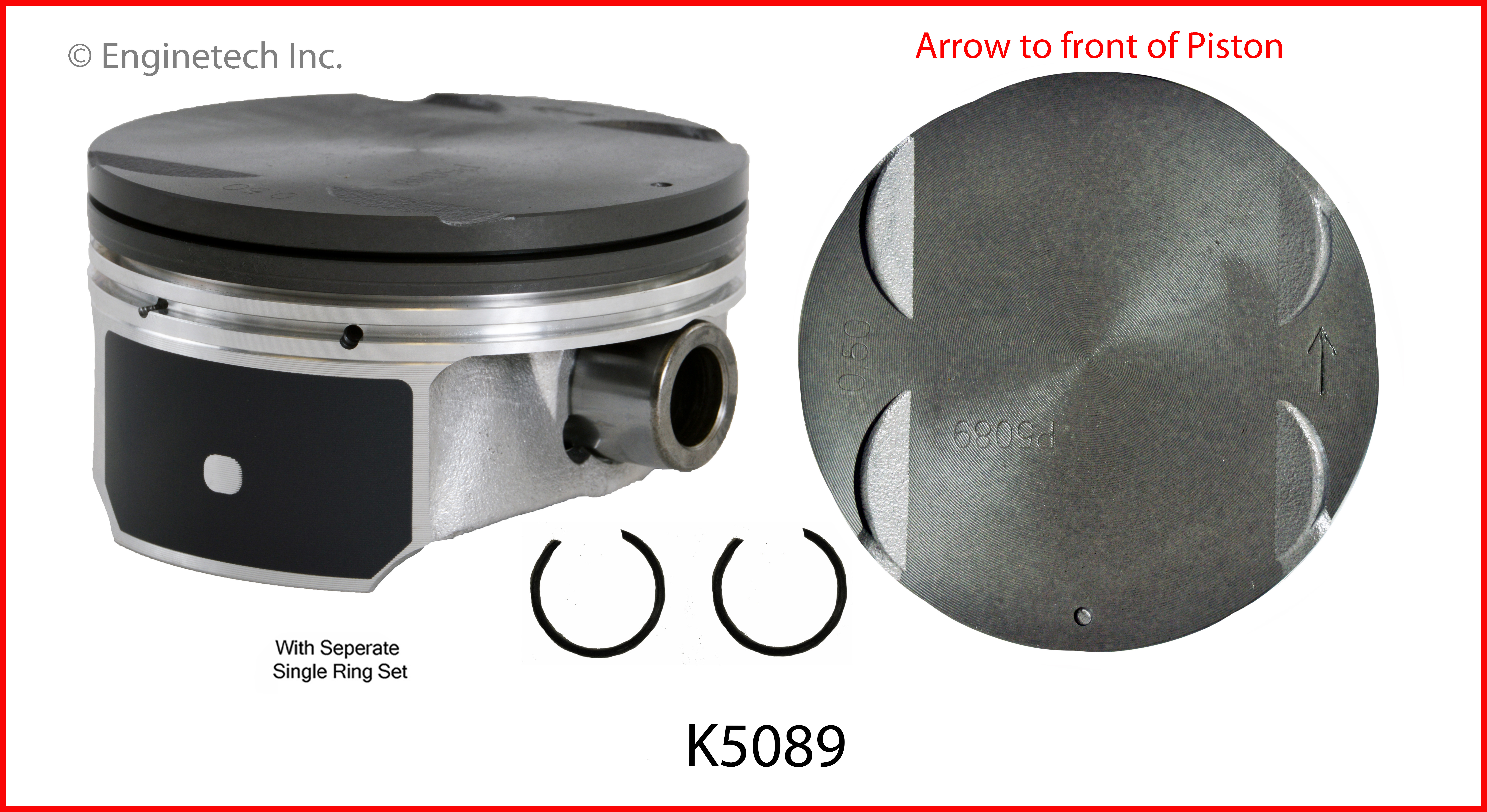 Enginetech Engine Piston Kit- With Separate Full Ring Stack - K5089(4)P.50