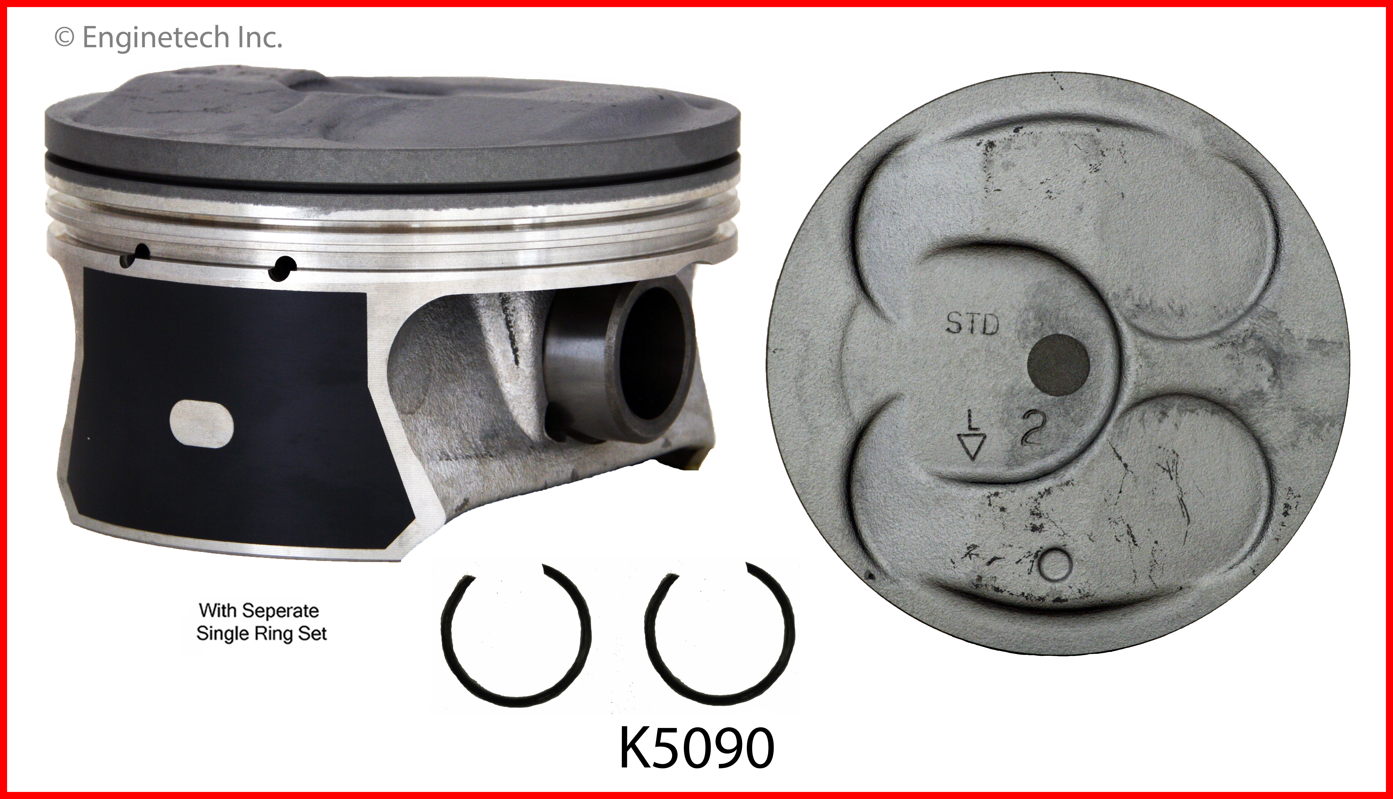Enginetech Engine Piston Kit- With Separate Full Ring Stack - K5090(6)P.50