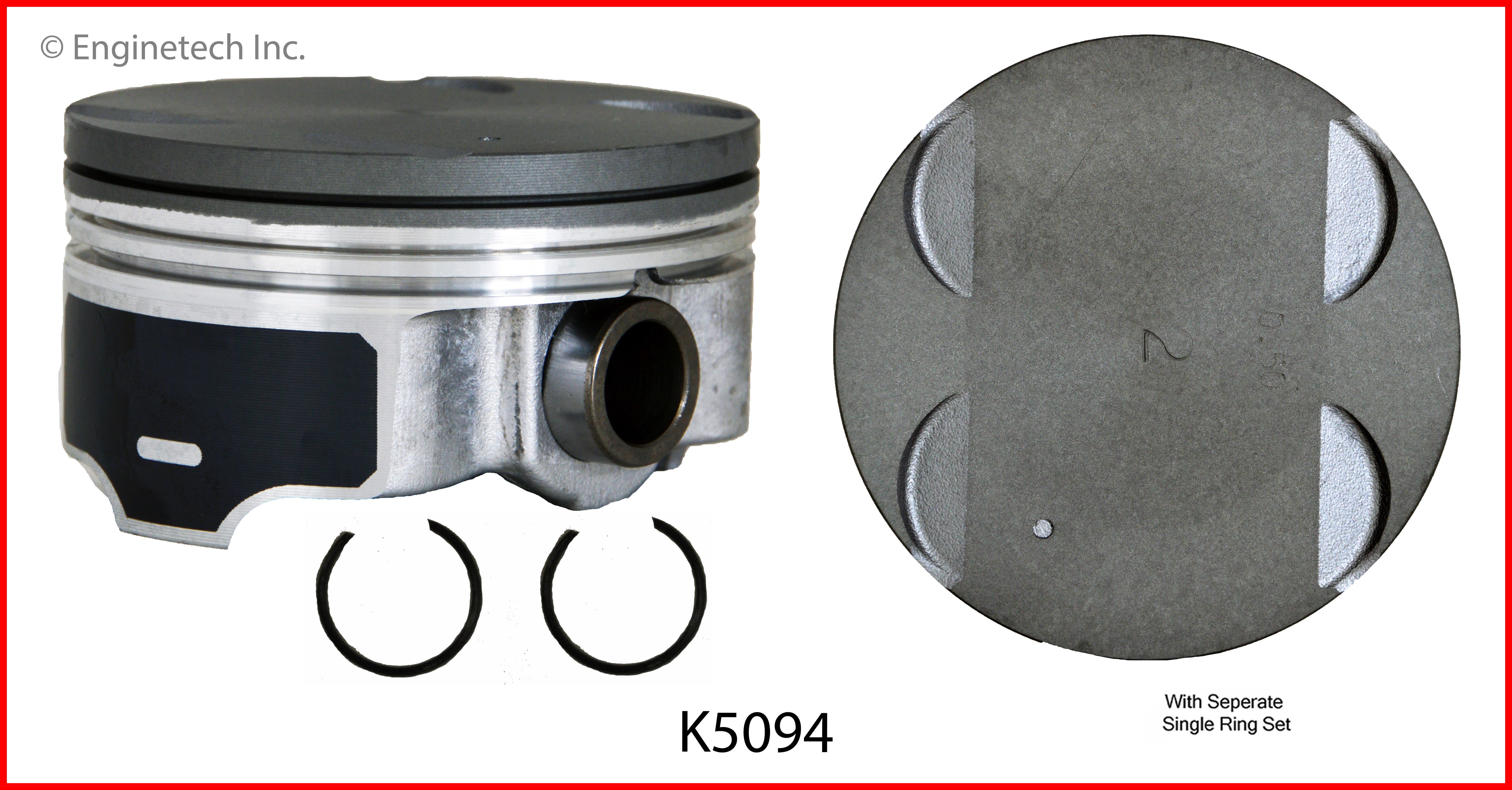 Enginetech Engine Piston Kit- With Separate Full Ring Stack - K5094(4)P.50