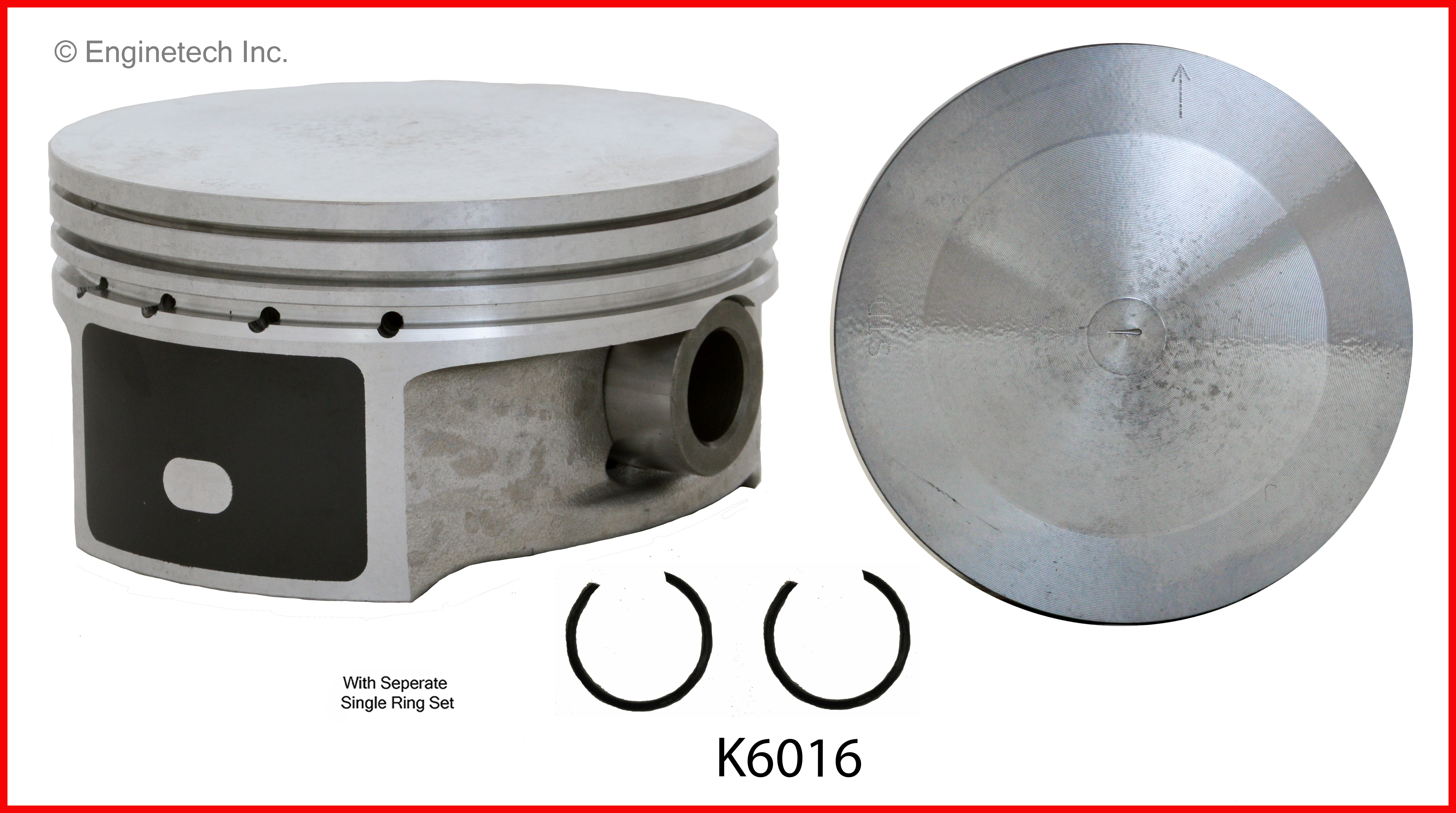 Enginetech Engine Piston Kit- With Separate Full Ring Stack - K6016(6)P.50