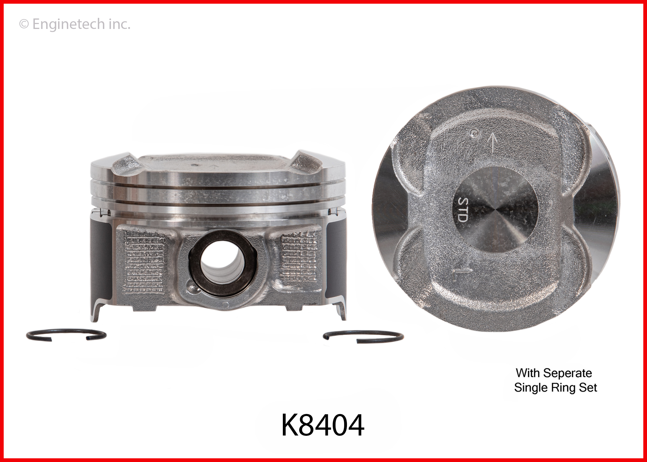 Enginetech Engine Piston Kit- With Separate Full Ring Stack - K8404(4)P.50