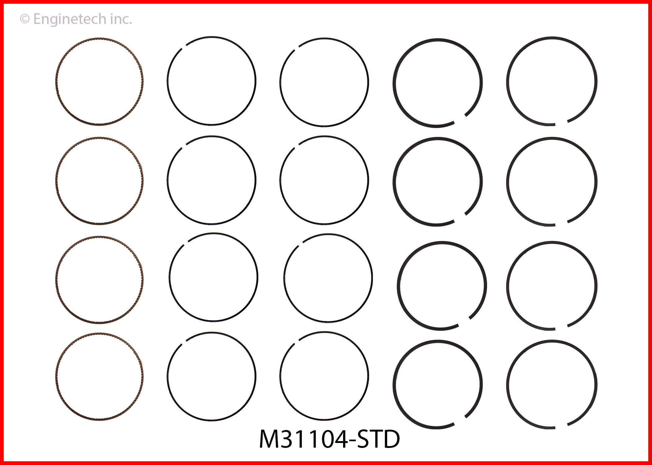 Enginetech Engine Premium Piston Ring Complete Set - M31104-STD