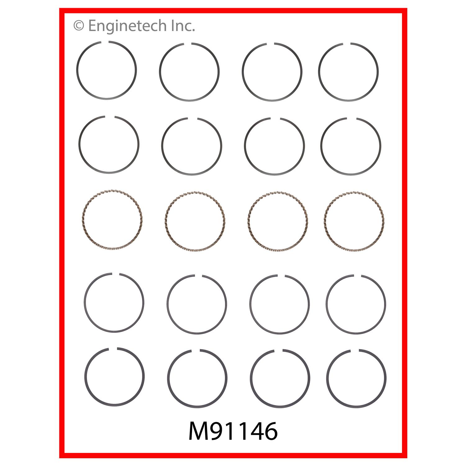 Enginetech Engine Premium Piston Ring Complete Set - M91146-.50
