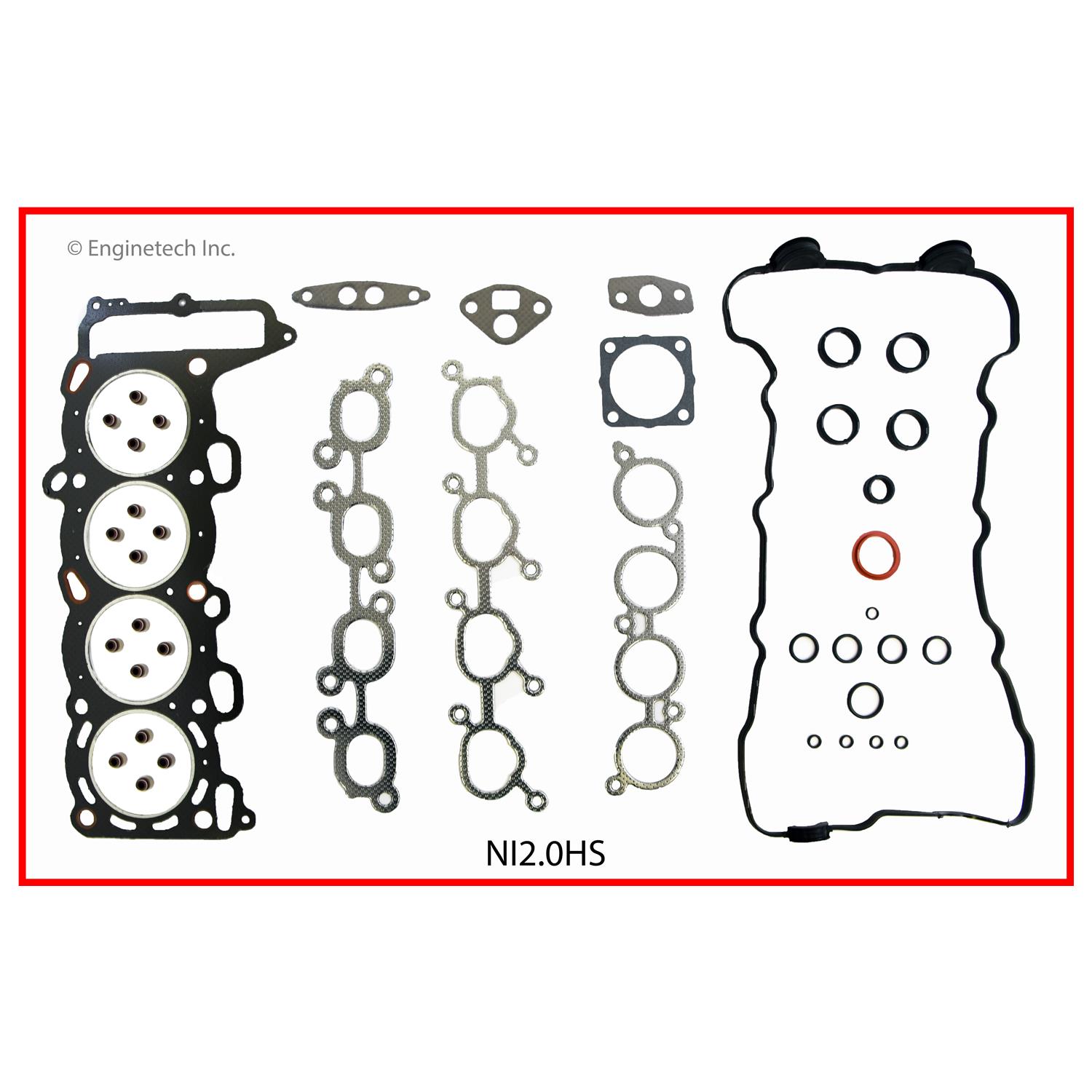 Enginetech Engine Cylinder Head Gasket Set - Nissan Car and Truck with Head Bolts - NI2.0HS-WB