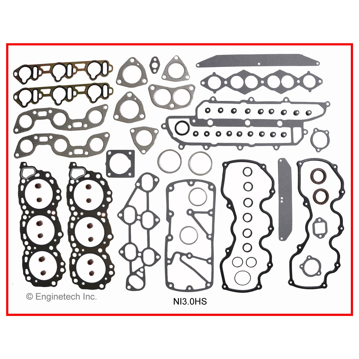 Enginetech Engine Cylinder Head Gasket Set - Nissan Car and Truck with Head Bolts - NI3.0HS-WB