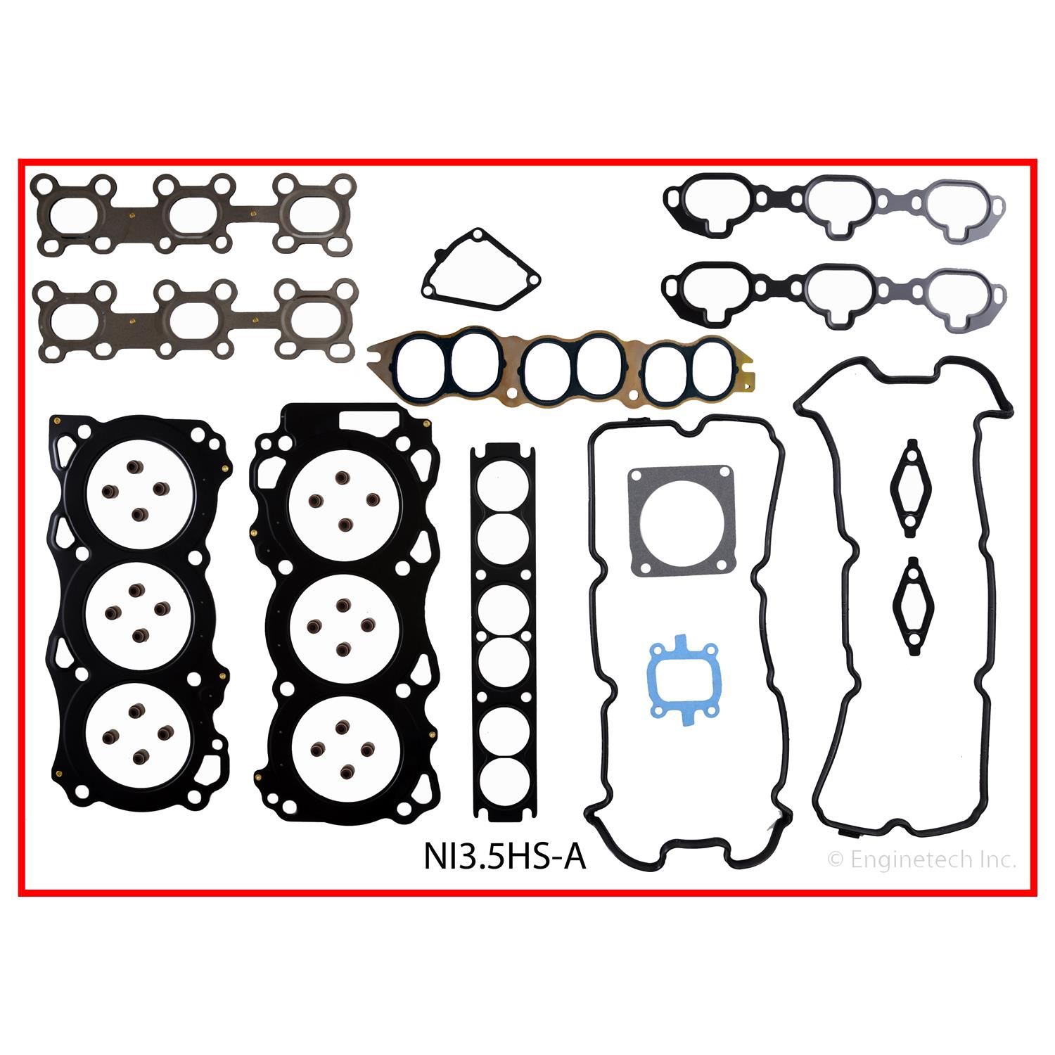 Enginetech Engine Cylinder Head Gasket Set - Nissan Car and Truck with Head Bolts - NI3.5HS-AWB