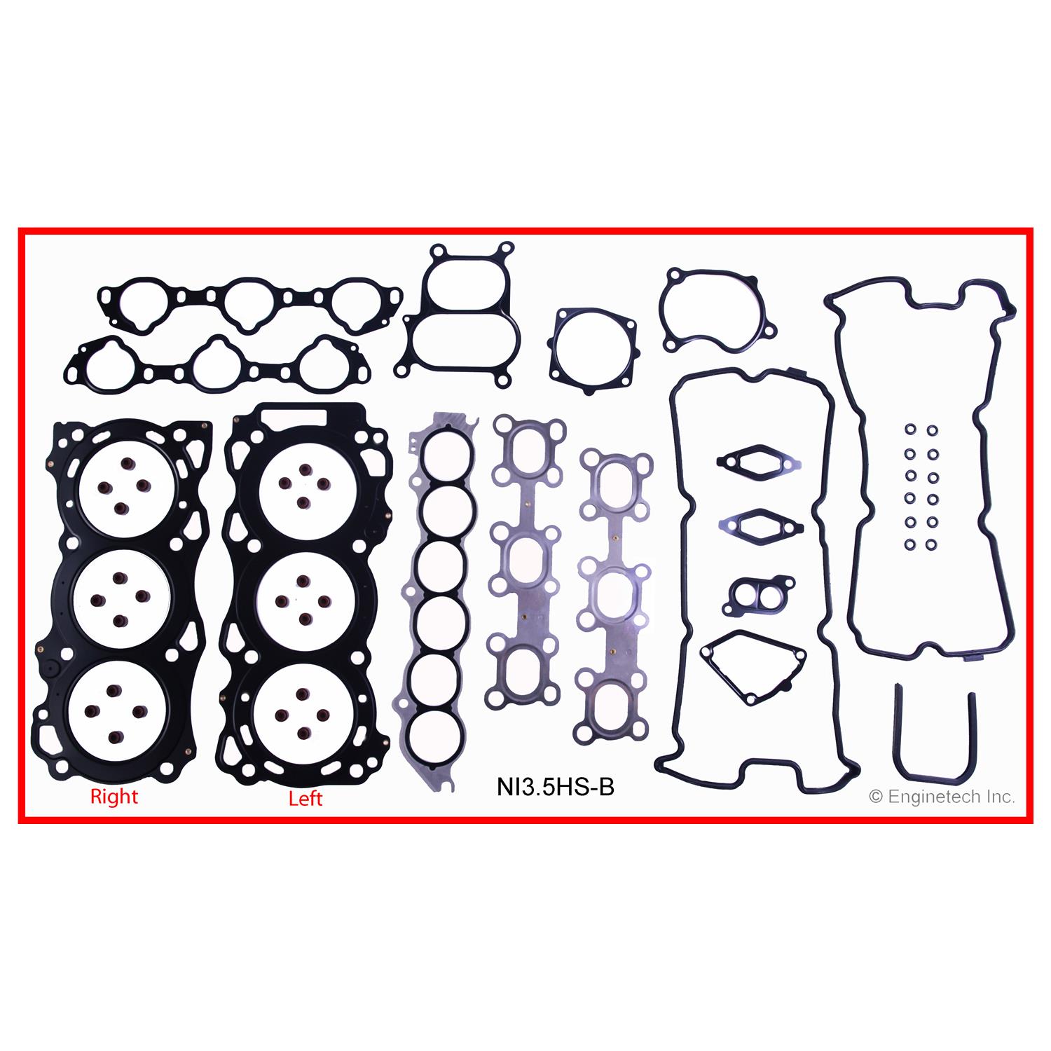 Enginetech Engine Cylinder Head Gasket Set - Nissan Car and Truck with Head Bolts - NI3.5HS-BWB