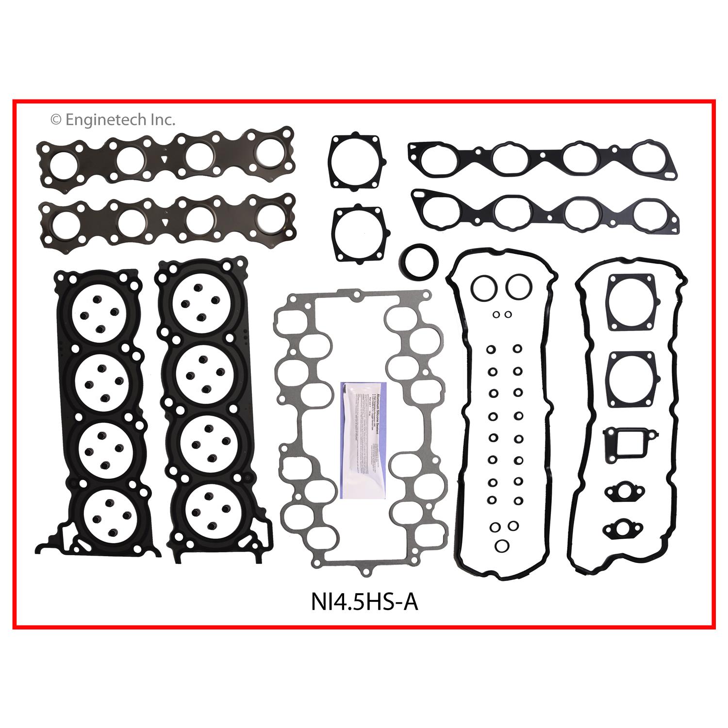 Enginetech Engine Cylinder Head Gasket Set - Nissan Car and Truck with Head Bolts - NI4.5HS-AWB