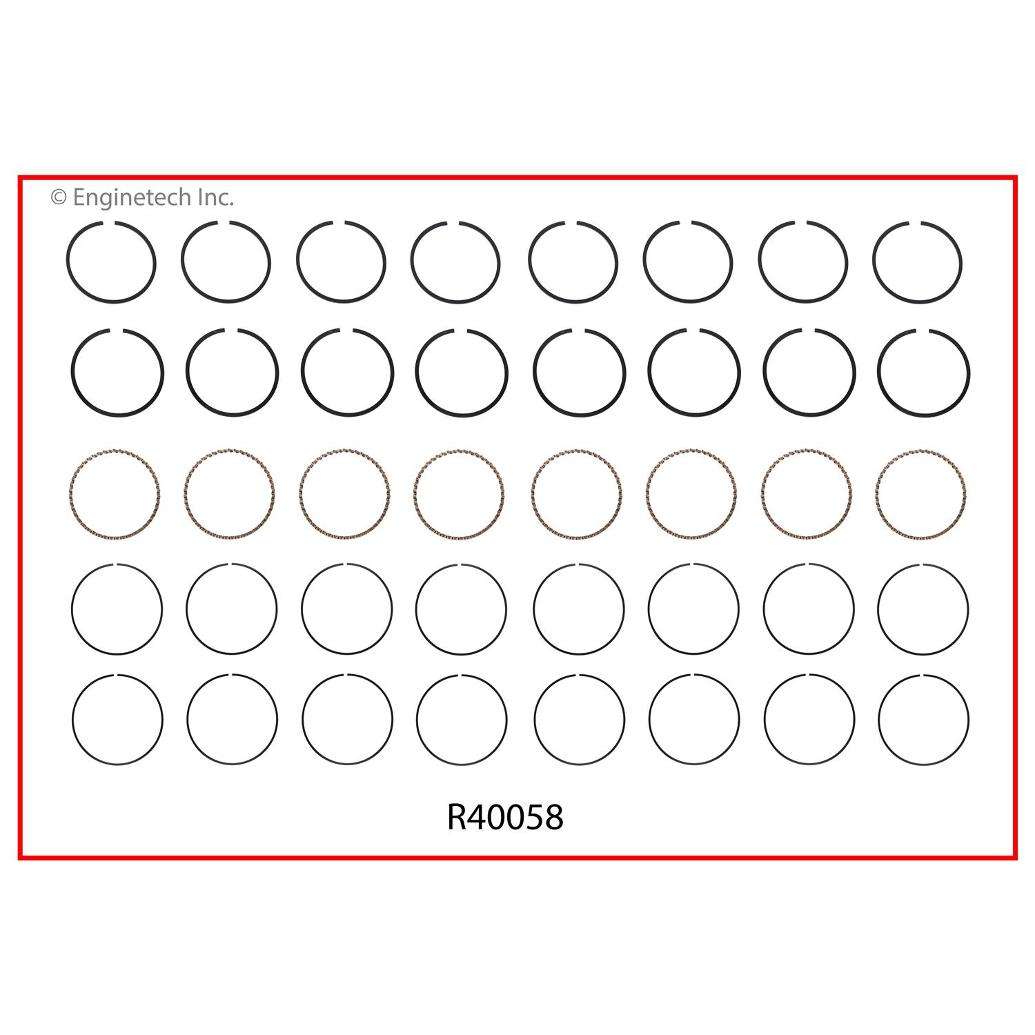 Enginetech Engine Cast Iron Piston Ring Complete Set - R40058-020