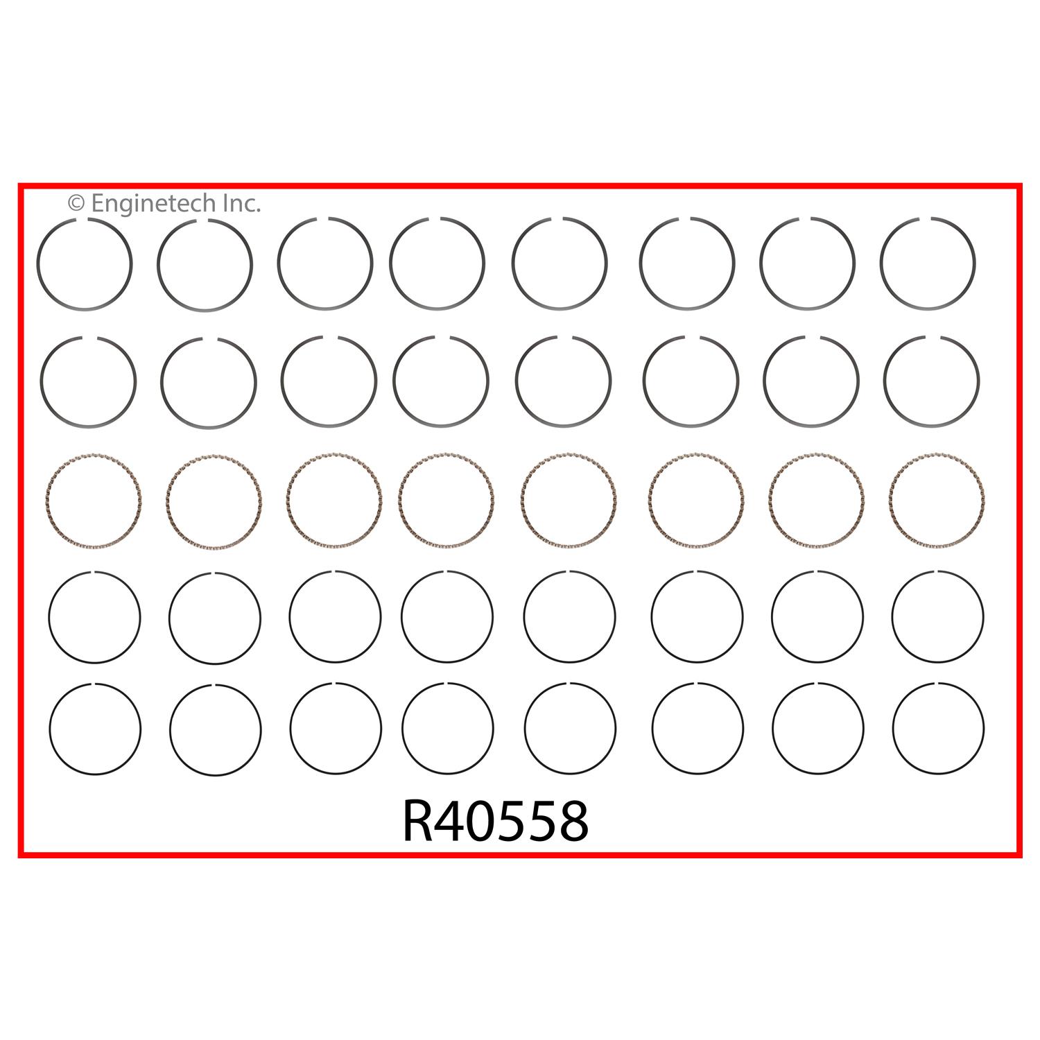Enginetech Engine Cast Iron Piston Ring Complete Set - R40558-030