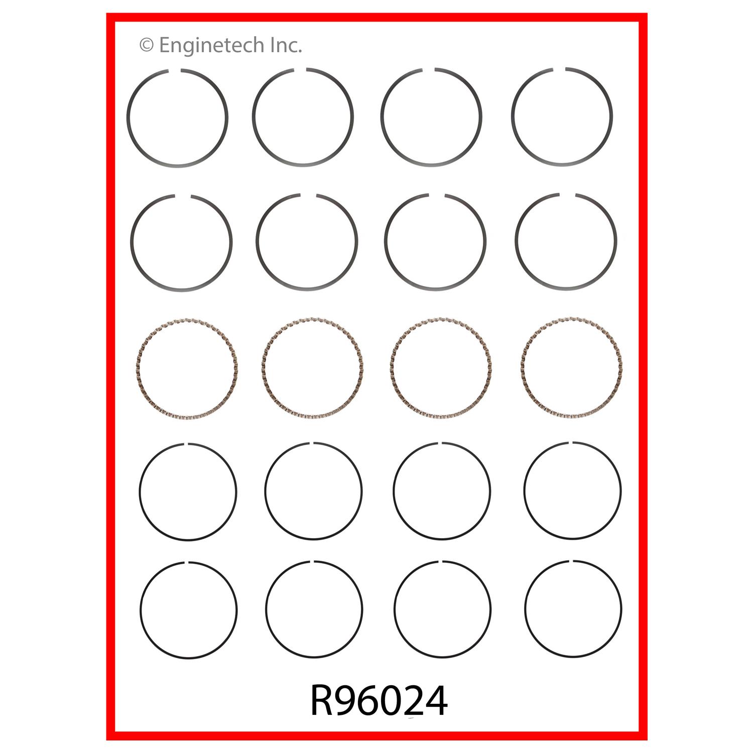 Enginetech Engine Cast Iron Piston Ring Complete Set - R96024-030