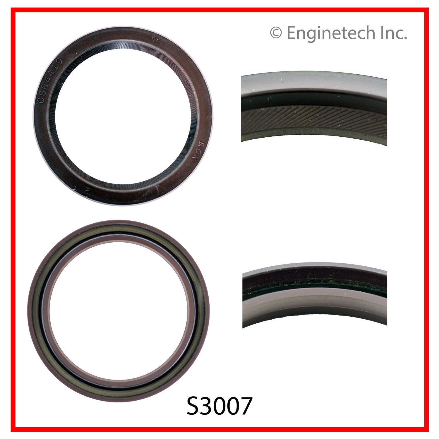 Enginetech Engine Rear Crankshaft Seal - 1 Piece Offset Lip - Use without OE Crank Sleeve - S3007