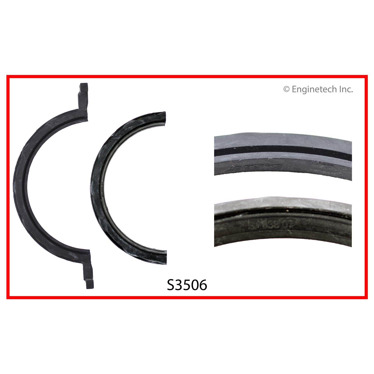 Enginetech Engine Rear Crankshaft Seal - 2 Piece - Polyacrylate - S3506
