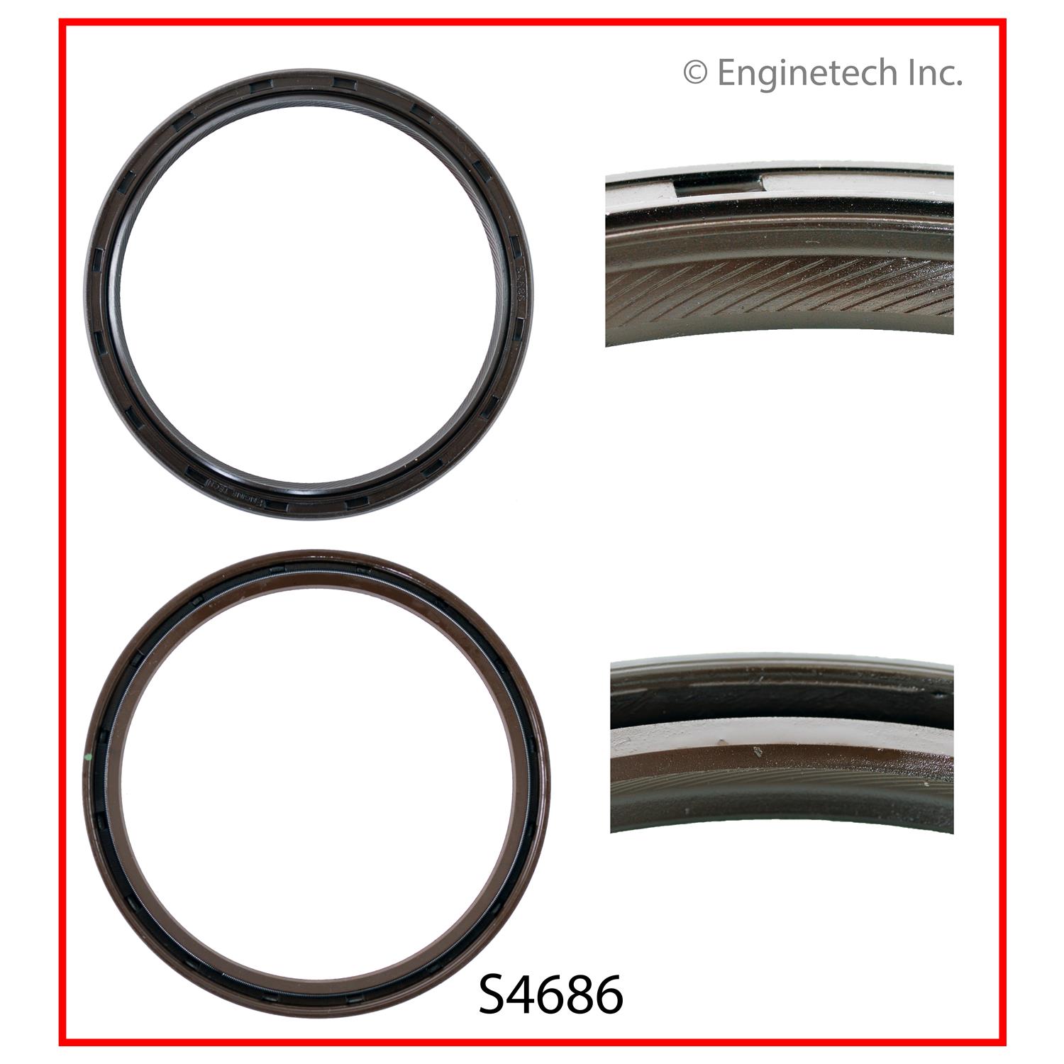 Enginetech Engine Rear Crankshaft Seal - 1 Piece - Viton - S4686