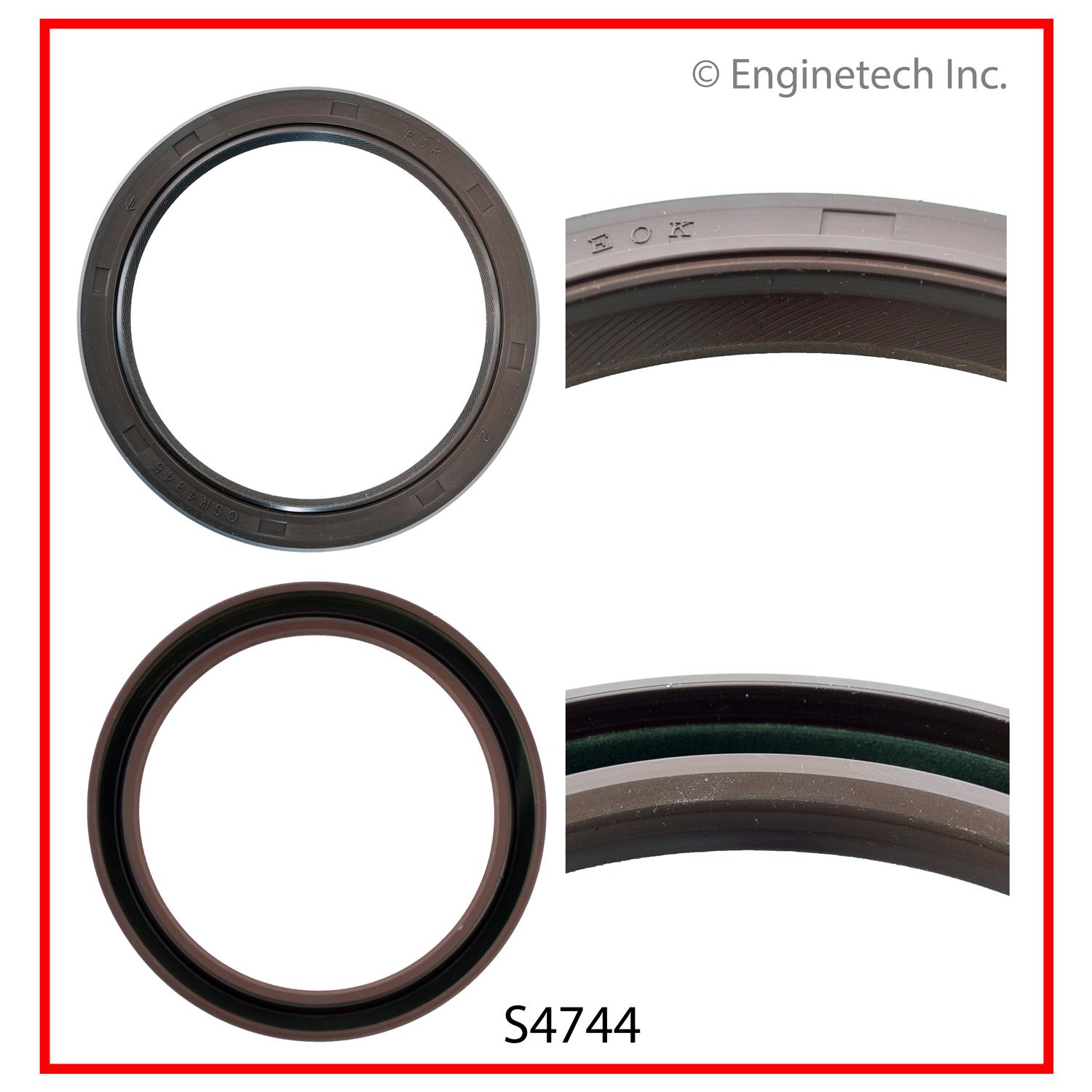 Enginetech Engine Rear Crankshaft Seal- 1 Piece Double Lip - Viton - S4744