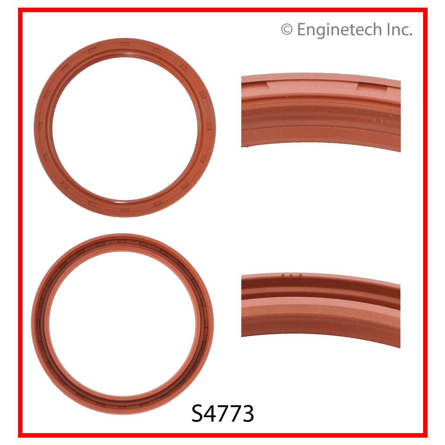 Enginetech Engine Rear Crankshaft Seal- 1 Piece Double Lip - Viton - S4773