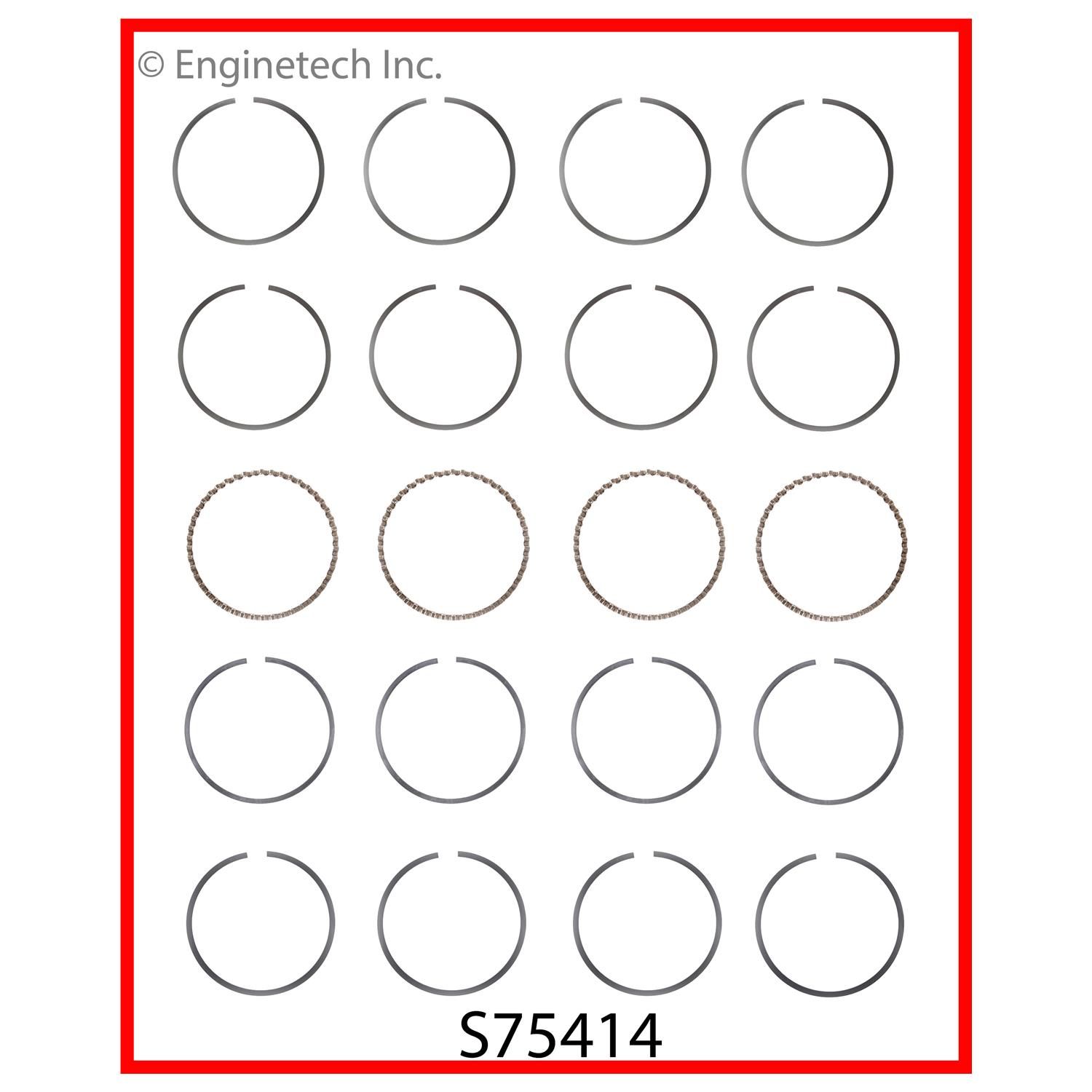 Enginetech Engine Premium Piston Ring Complete Set - S75414-STD
