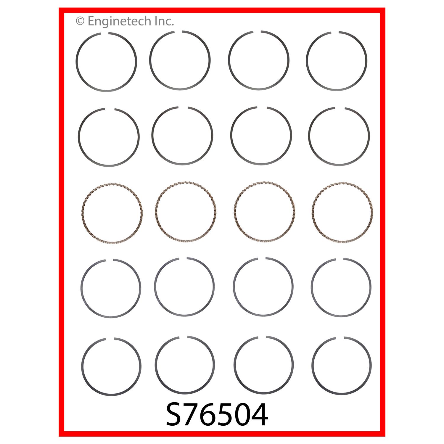 Enginetech Engine Premium Piston Ring Complete Set - S76504-STD