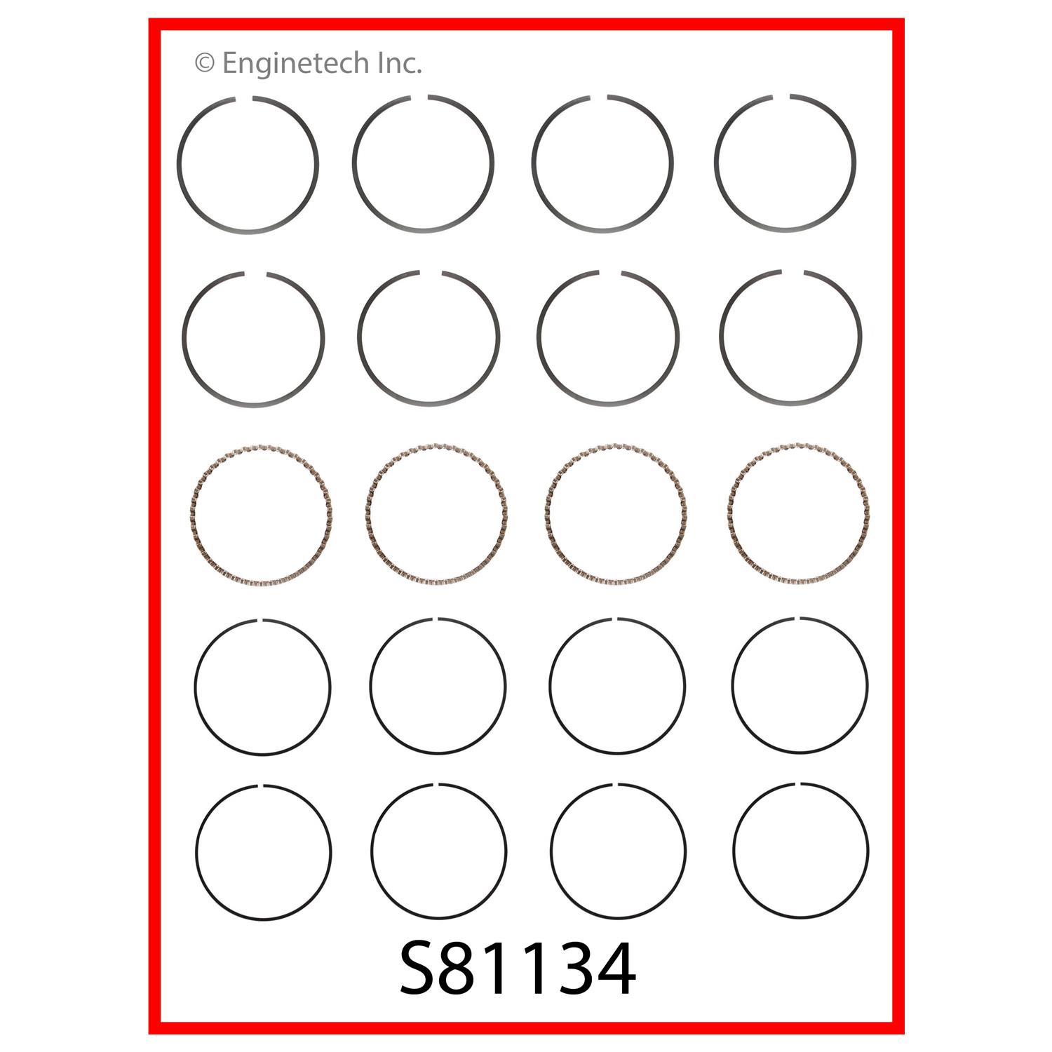 Enginetech Engine Premium Piston Ring Complete Set - S81134-.50