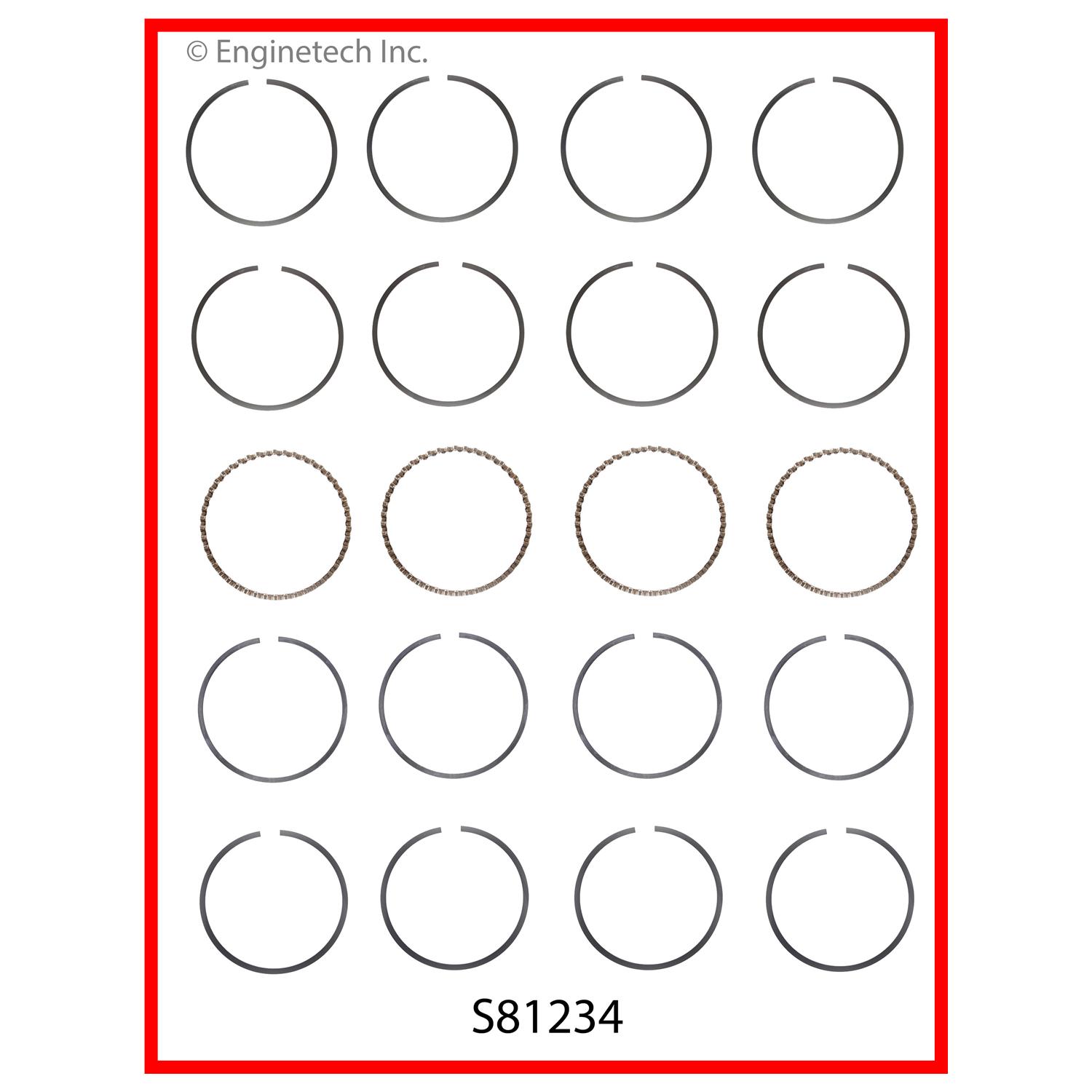 Enginetech Engine Premium Piston Ring Complete Set - S81234-.50