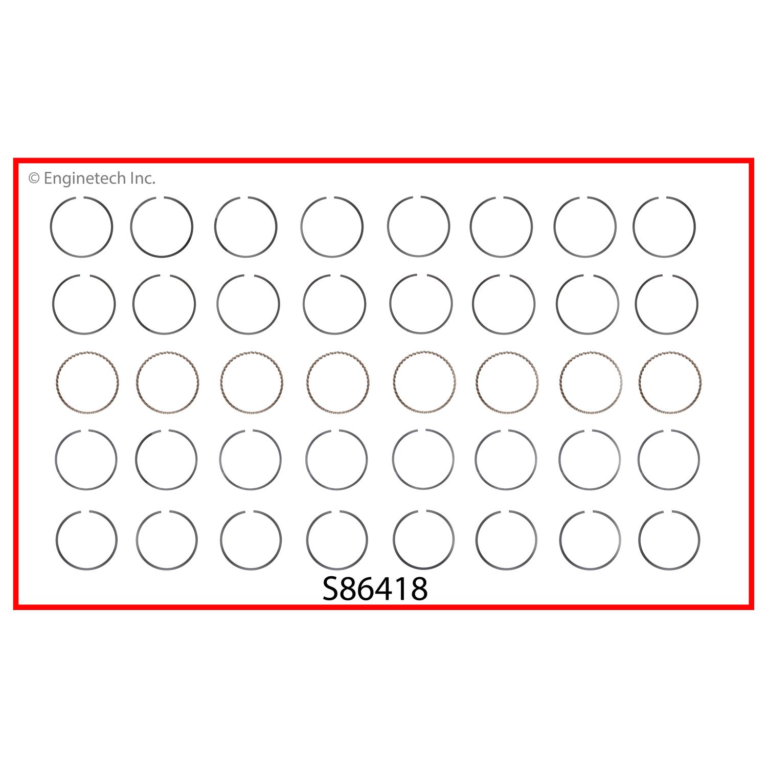Enginetech Engine Premium Piston Ring Complete Set - S86418-STD