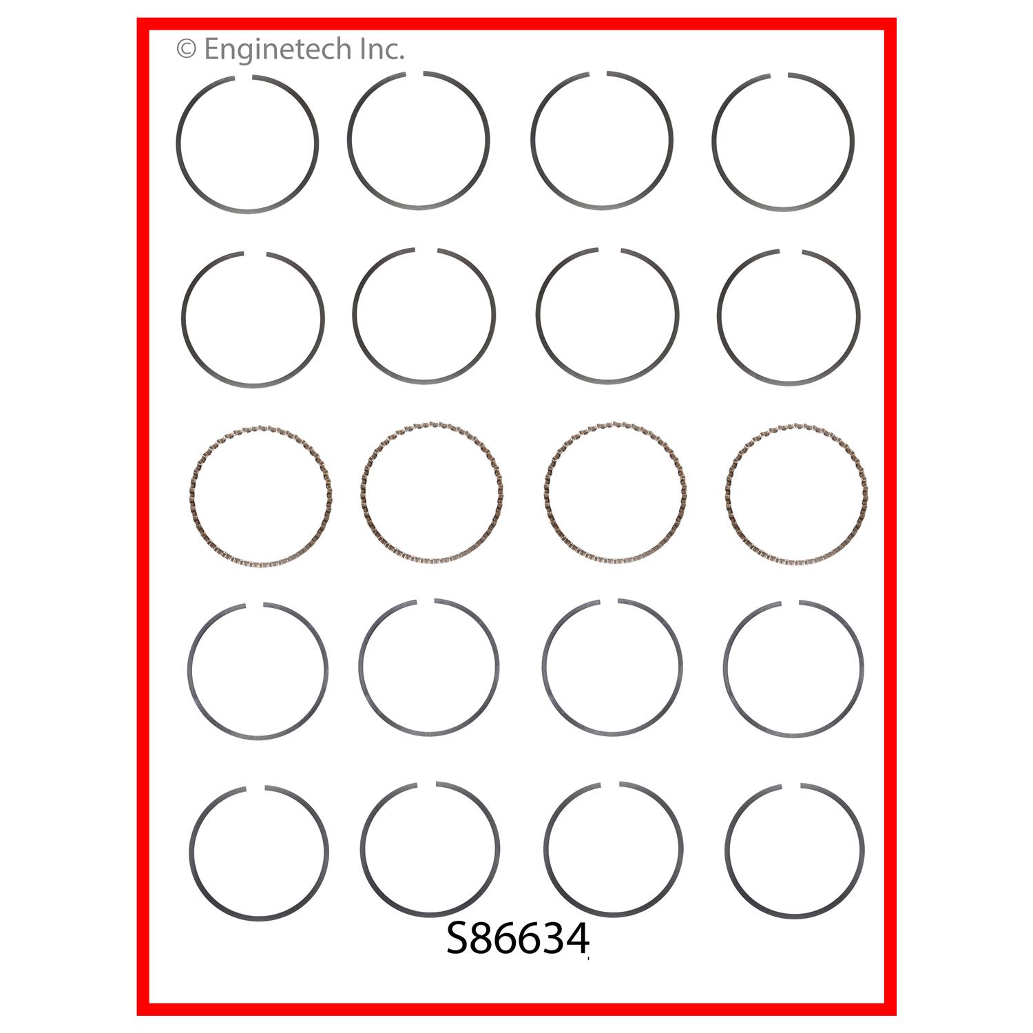 Enginetech Engine Premium Piston Ring Complete Set - S86634-.50