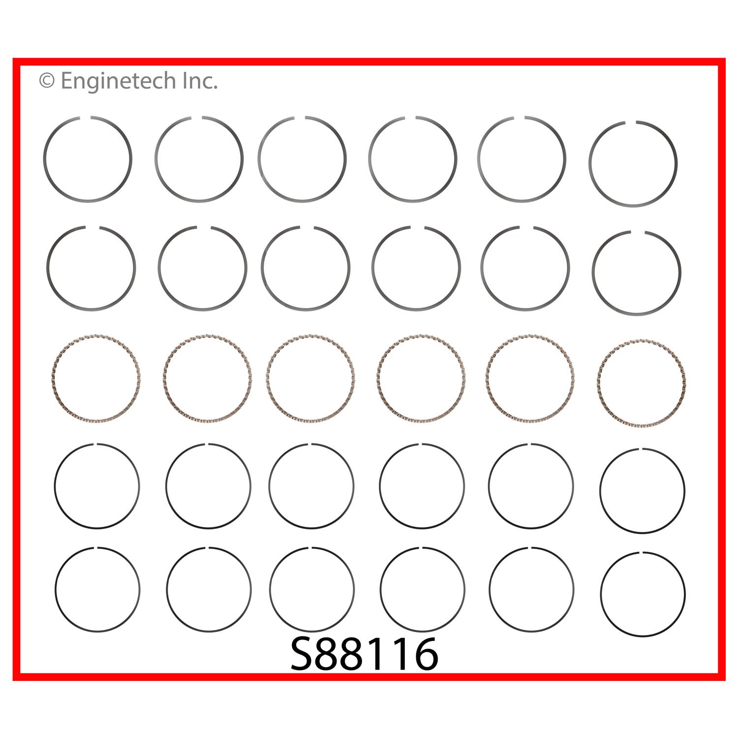 Enginetech Engine Premium Piston Ring Complete Set - S88116-.50
