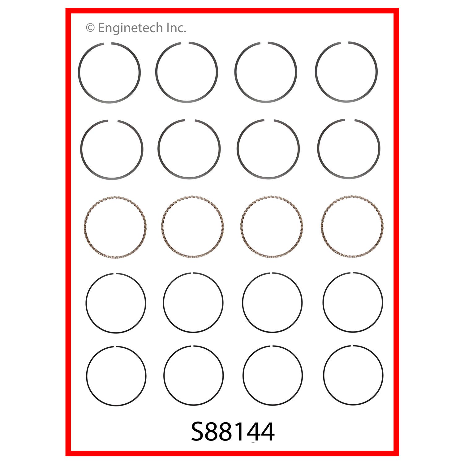 Enginetech Engine Premium Piston Ring Complete Set - S88144-STD