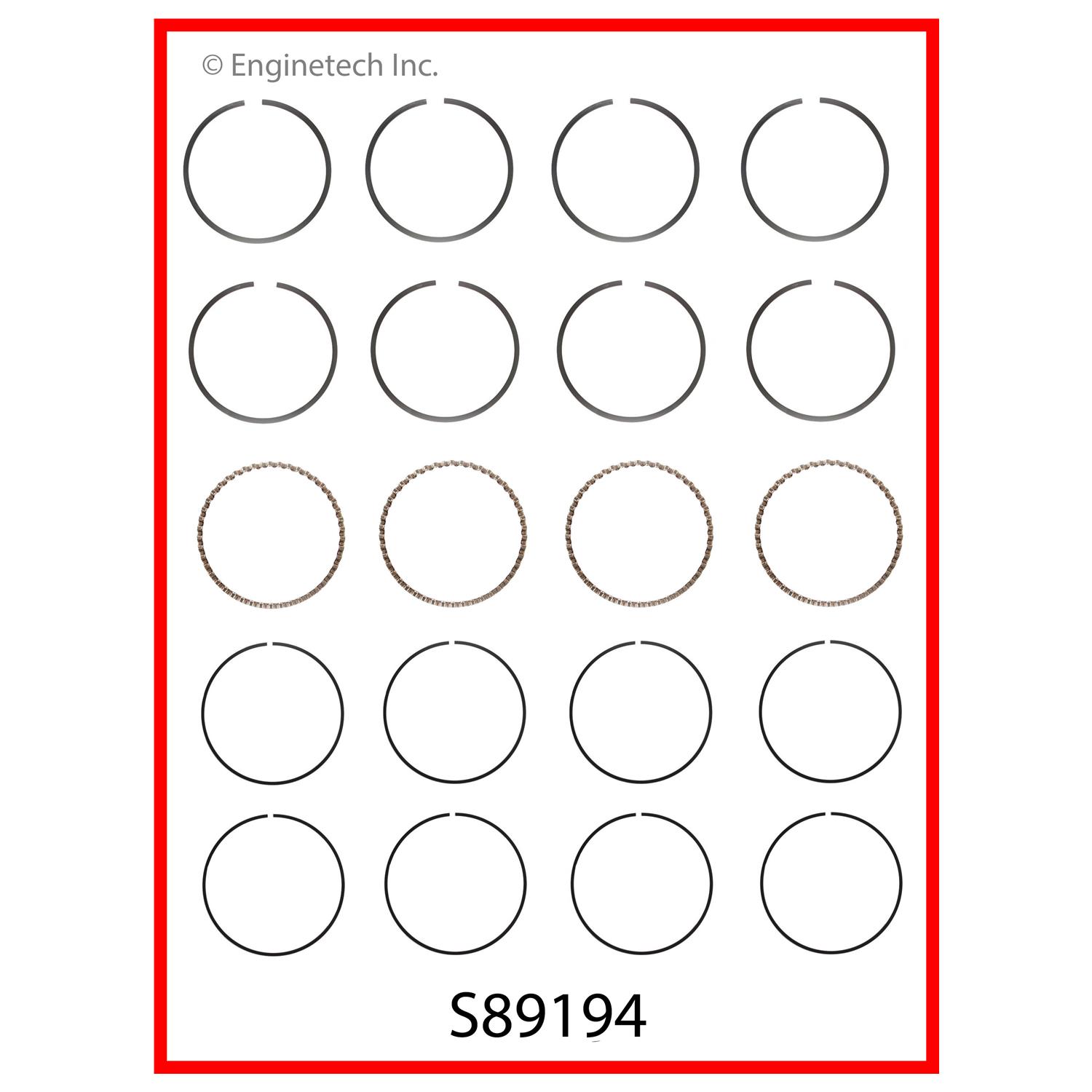 Enginetech Engine Premium Piston Ring Complete Set - S89194-.50