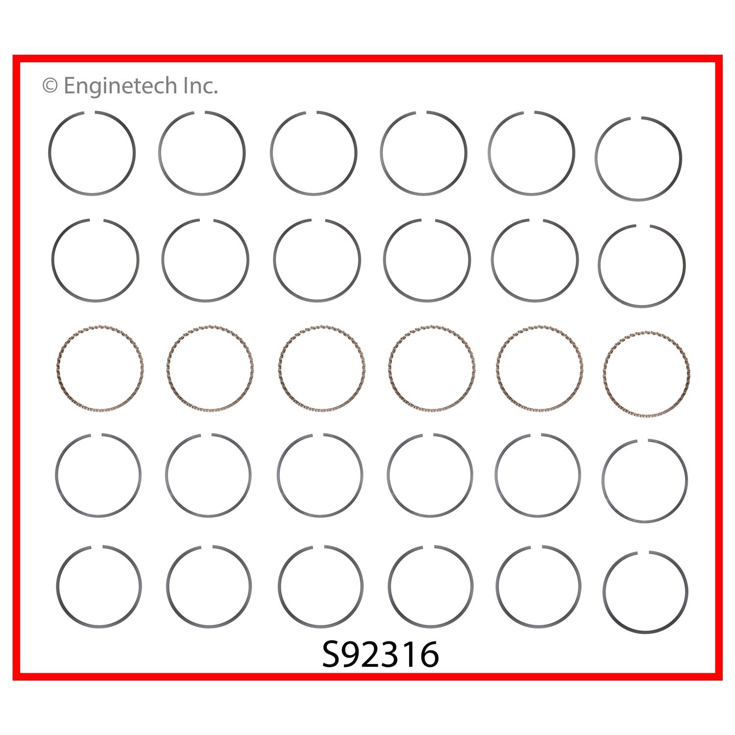 Enginetech Engine Premium Piston Ring Complete Set - S92316-STD