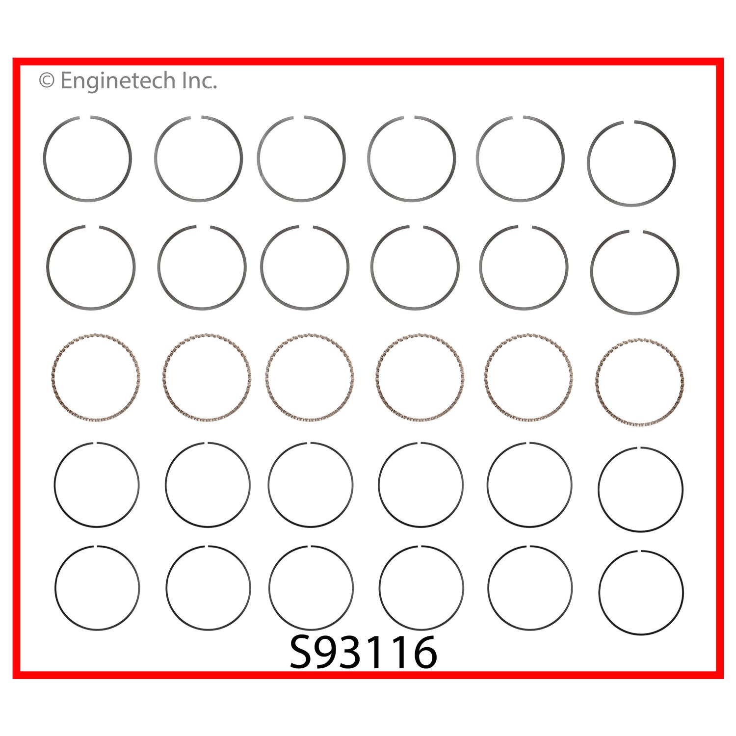 Enginetech Engine Premium Piston Ring Complete Set - S93116-.50